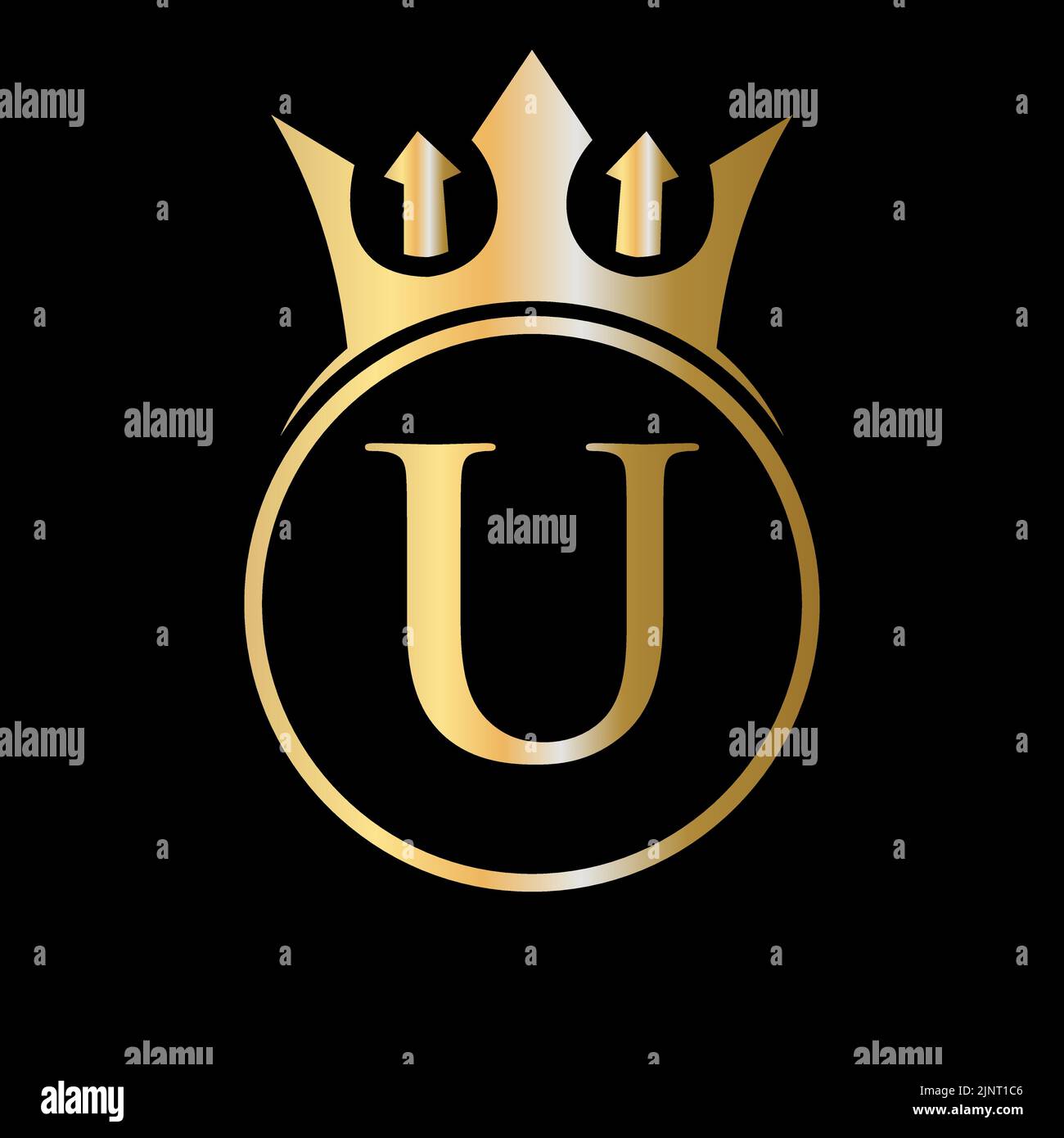 Luxusbuchstabe U Crown Logo. Kronenlogo auf Buchstabe U Vektor-Vorlage für Schönheit, Mode, Stern, elegantes Zeichen Stock Vektor