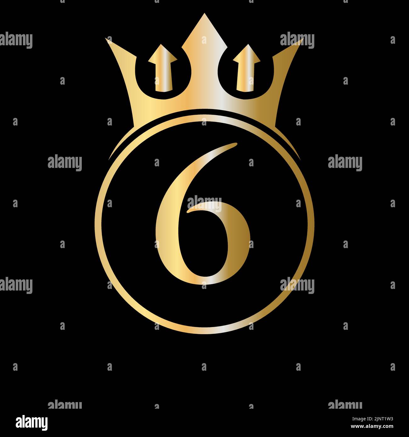 Luxusbuchstabe 6 Krone Logo. Krone Logo auf Brief 6 Vektor-Vorlage für Schönheit, Mode, Stern, elegantes Zeichen Stock Vektor