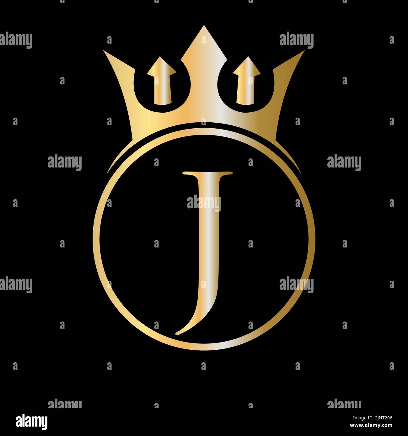 Luxusbuchstabe J Crown Logo. Kronenlogo auf Buchstabe J Vektor-Vorlage für Schönheit, Mode, Stern, elegantes Zeichen Stock Vektor
