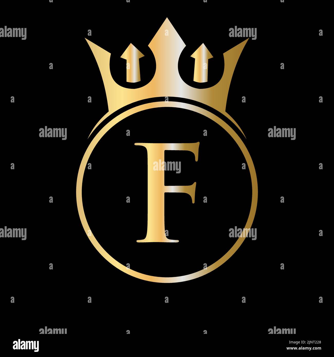 Luxusbuchstabe F Crown Logo. Krone Logo auf Buchstabe F Vektor-Vorlage für Schönheit, Mode, Stern, elegantes Zeichen Stock Vektor