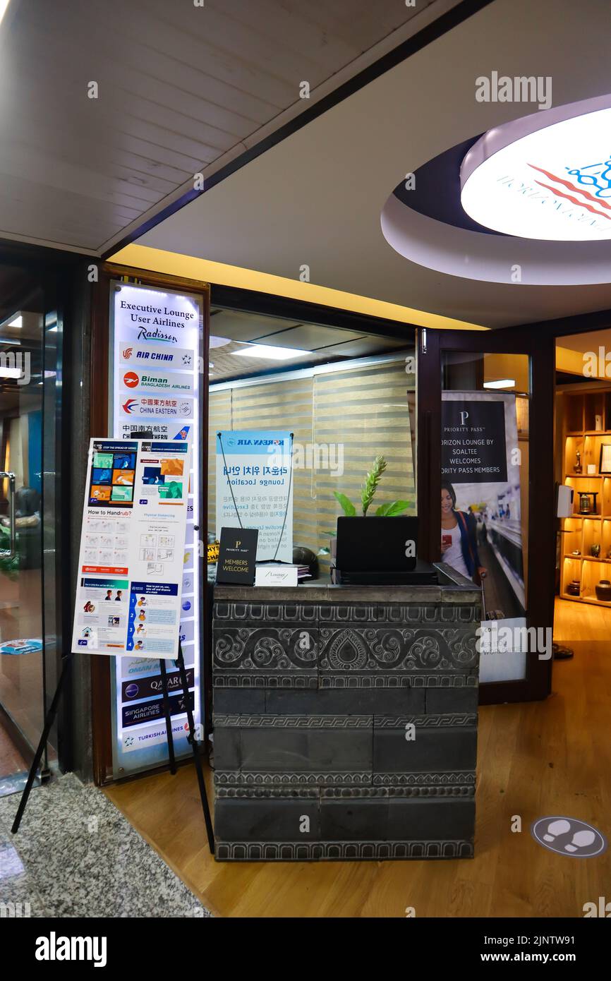 Horizon Lounge am Flughafen Kathmandu, neue Airport Lounge im internationalen Flughafen Tribhuvan Stockfoto