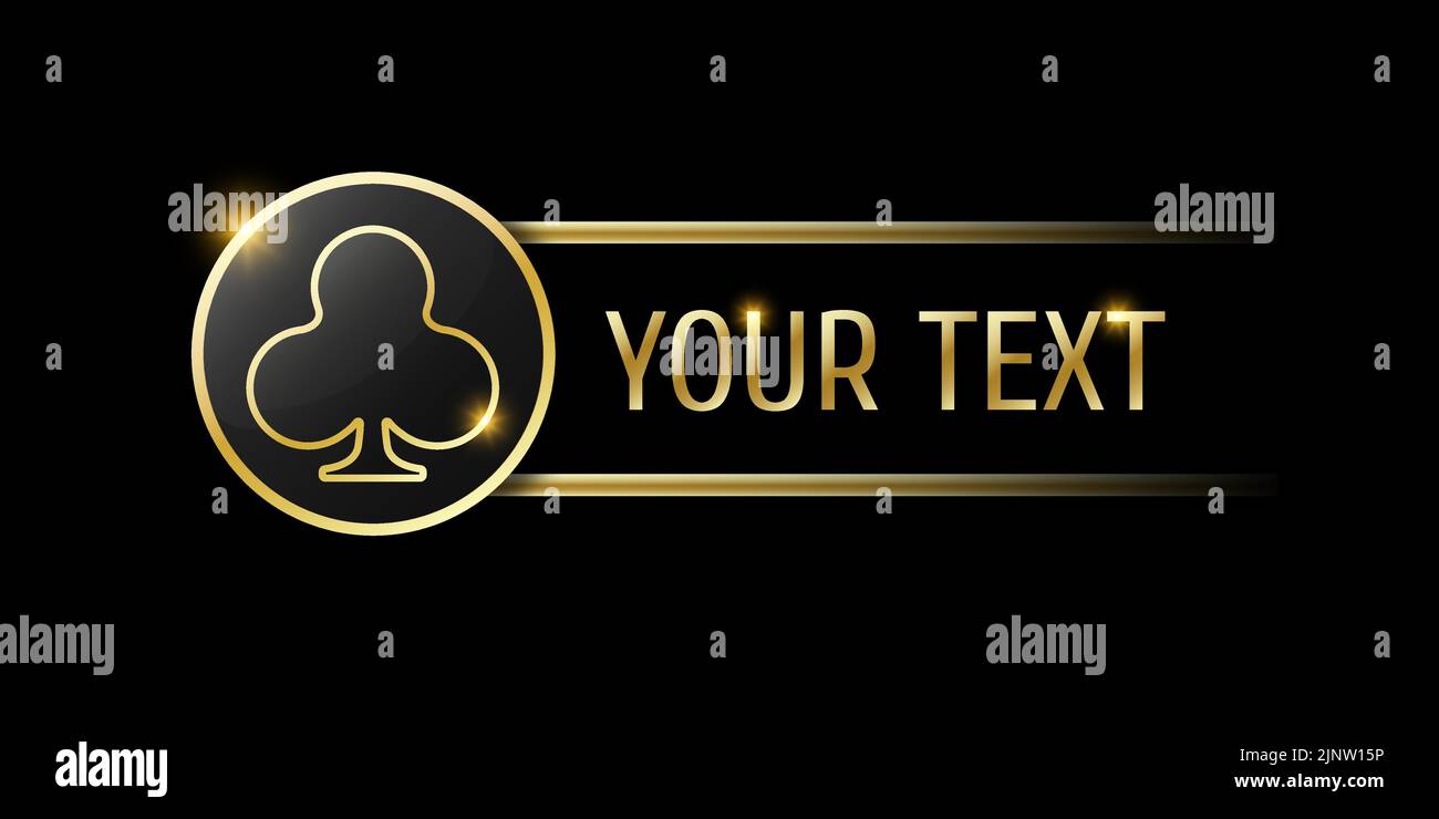 Clubs unterschreiben auf dem runden Knopf. UI-Element für mobile App oder Website. Vector Set aus vier Casino- oder Poker-Navigationsfeldern auf schwarzem Hintergrund. Stock Vektor