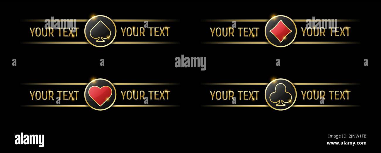 Pik, Diamanten, Herzen und Keulen auf dem runden Knopf. UI-Element für mobile App oder Website. Vector Set aus vier Casino oder Poker-Themen Name Naviga Stock Vektor