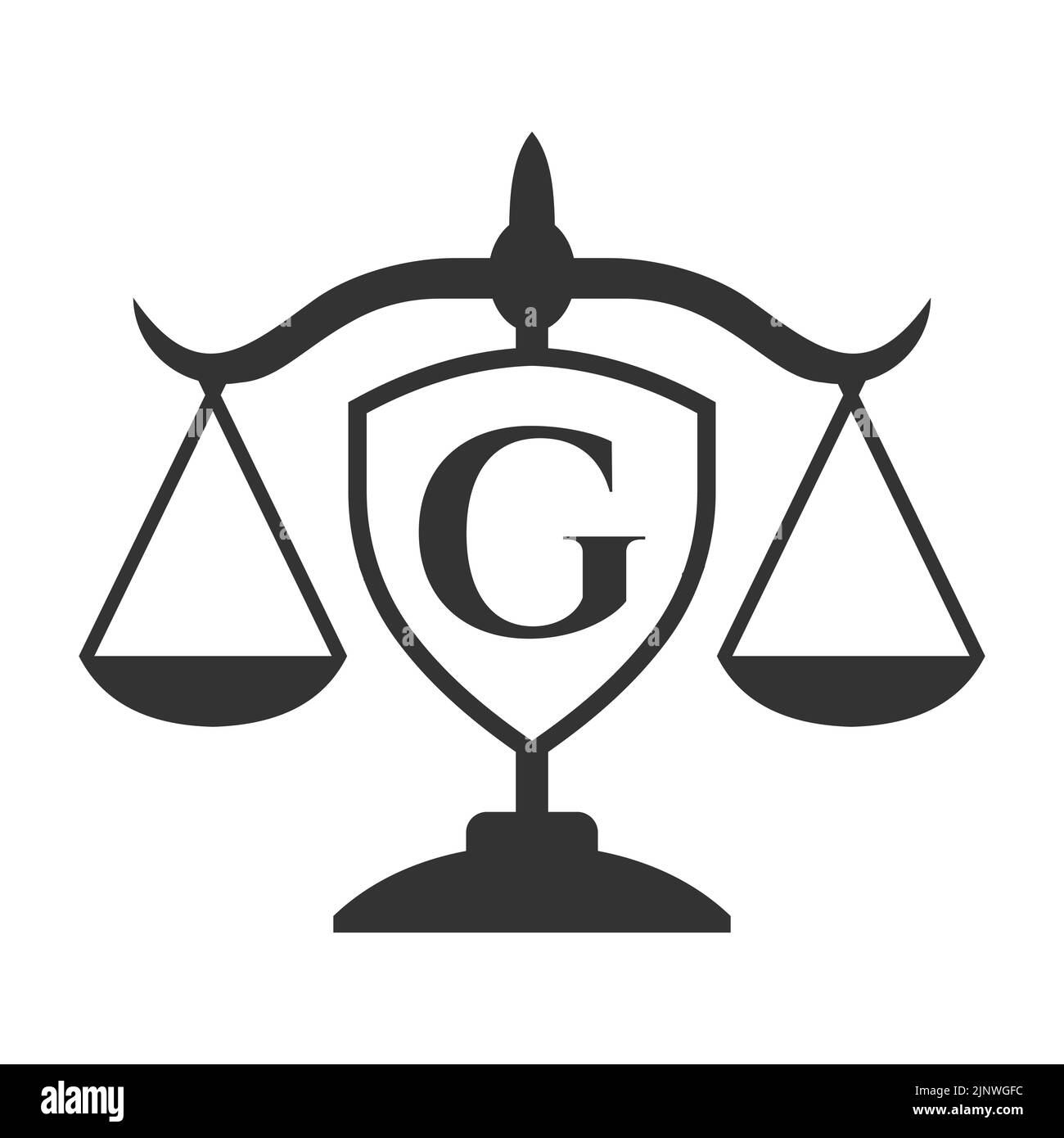 Anwaltskanzlei Logo-Design auf Buchstabe G mit Schildzeichen. Law Logo, Lawyer And Justice, Law Attorney, Legal, Lawyer Service, Anwaltskanzlei, Skala Logo Vorlage Stock Vektor