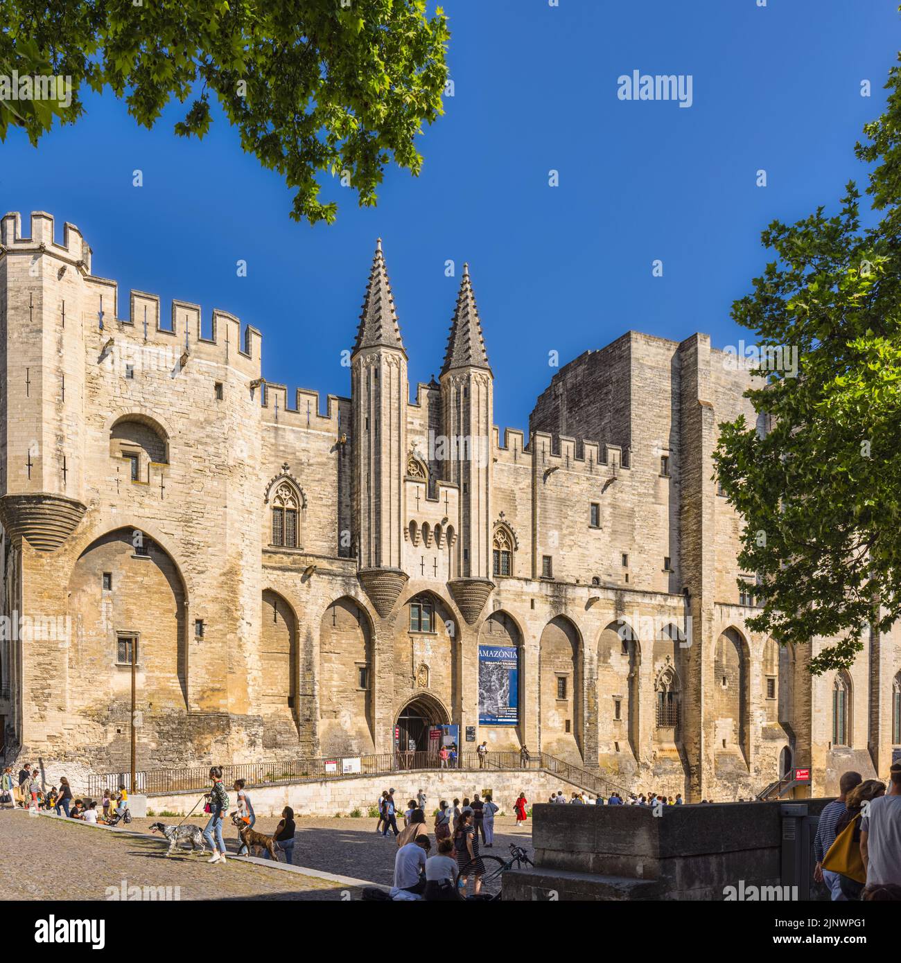 Papstpalast - Papstpalast, Avignon, Vaucluse, Frankreich. Das historische Zentrum von Avignon ist ein UNESCO-Weltkulturerbe. Stockfoto