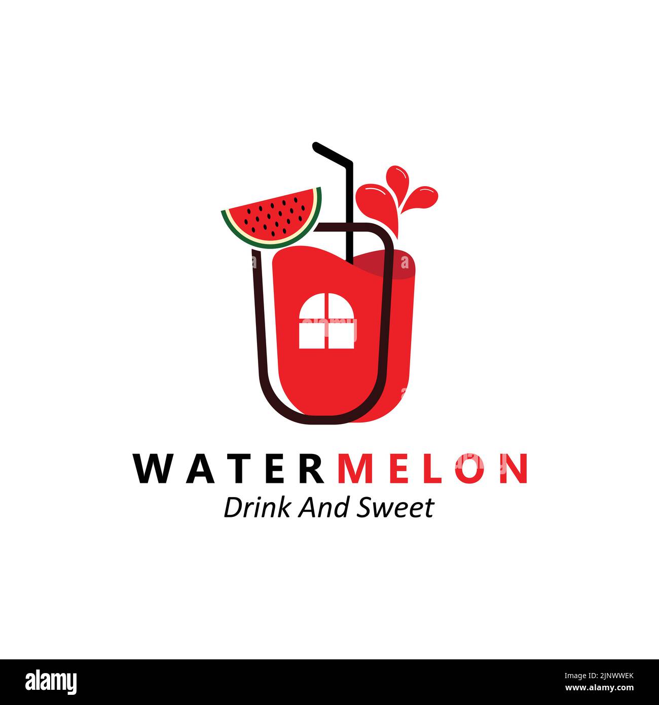 Vektor-Illustration Von Frischem Obst Wassermelone Obst Logo Rot, Erhältlich Auf Dem Markt, Siebdruck-Design, Aufkleber, Banner, Obst-Unternehmen Stock Vektor