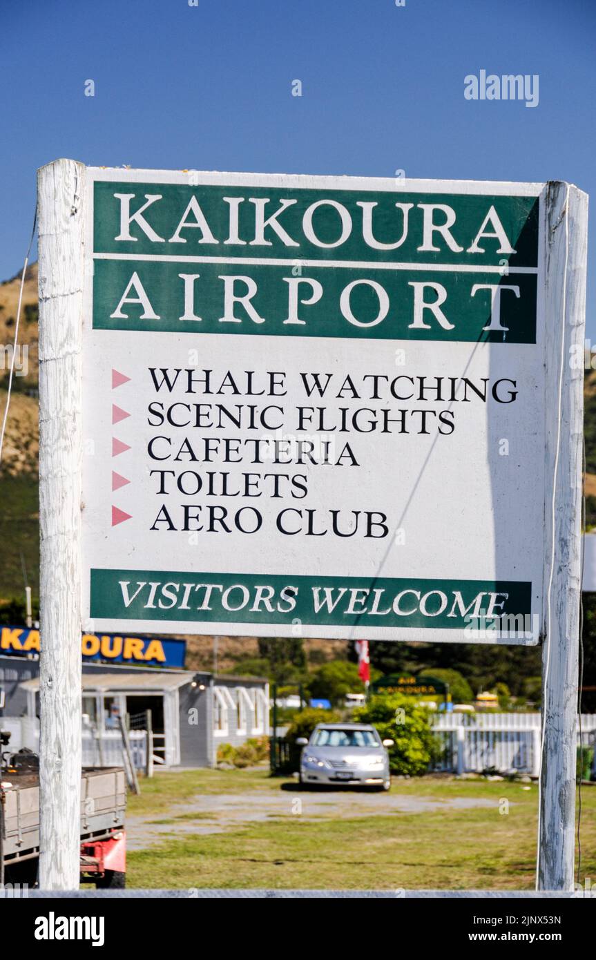 Kaikoura Flughafen an der Südinsel Ostküste, Neuseeland Stockfoto