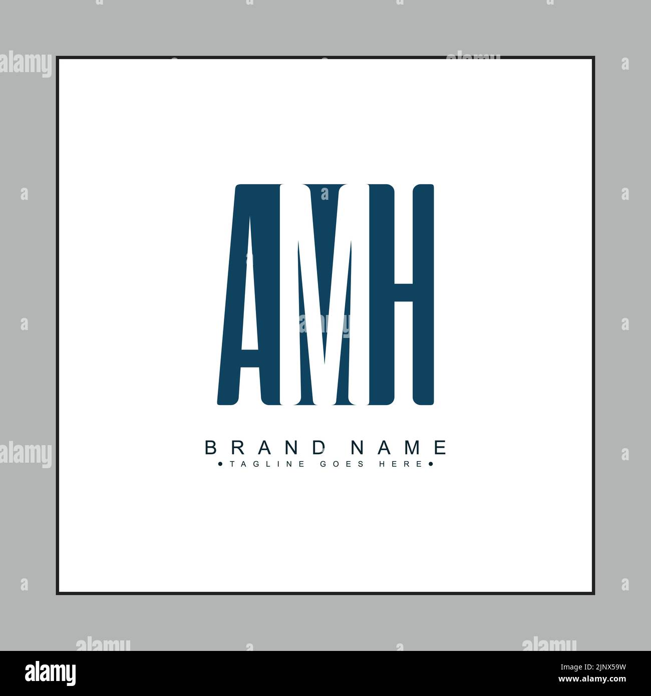 Anfangsbuchstabe AMH-Logo – Minimales Business-Logo für die Buchstaben A, M und H Stock Vektor