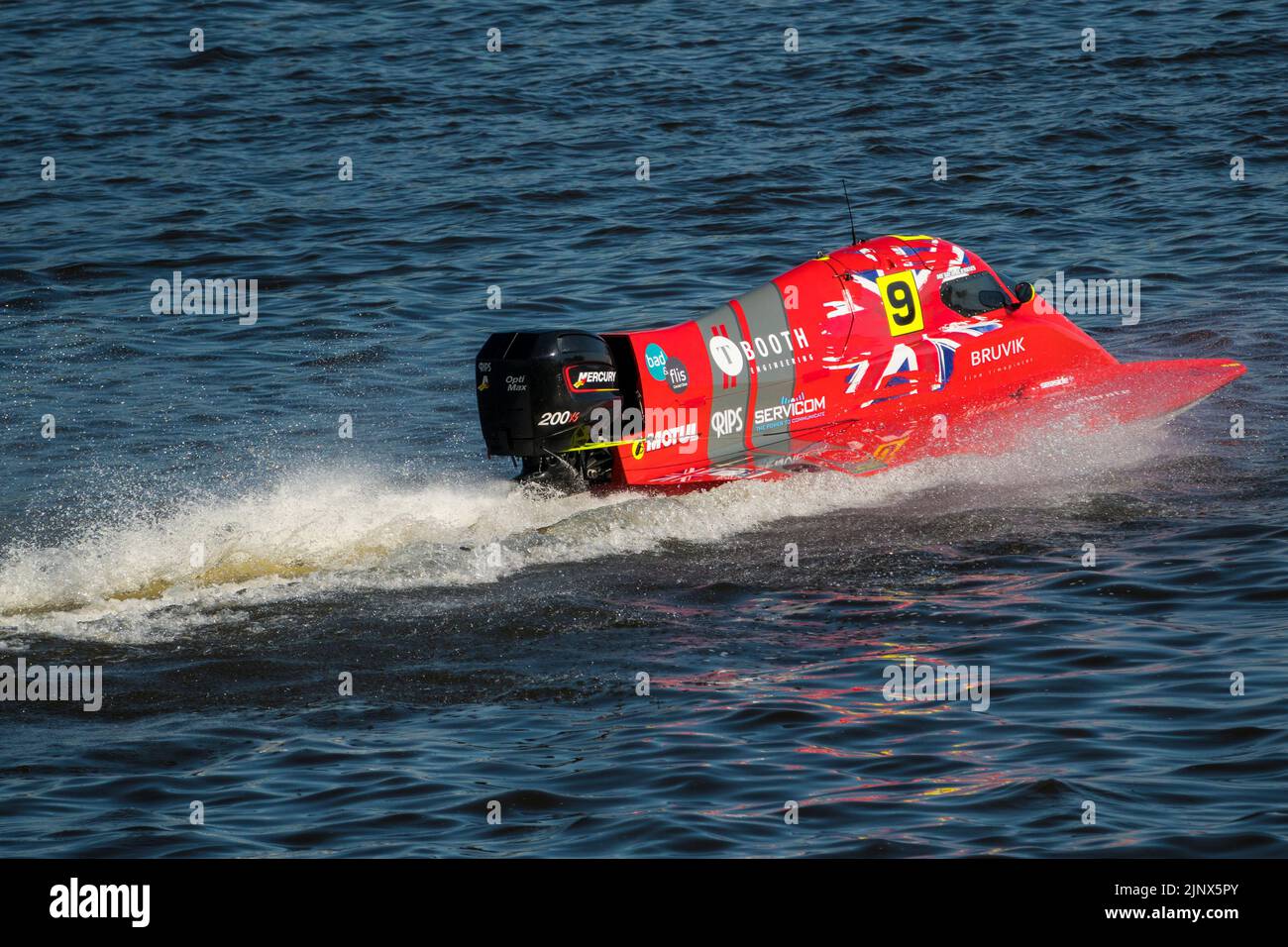 KUPISKIS, LITAUEN, 13.. August 2022 : Motorboote auf der UIM F2 Weltmeisterschaft Stockfoto