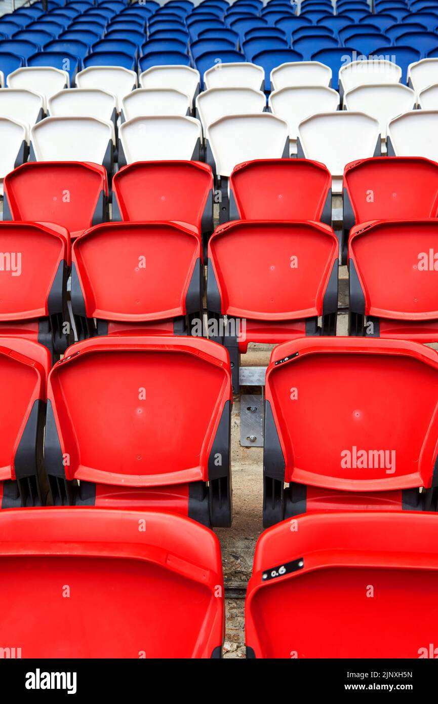 Trecolor Tribunes des Parc des Princes, Paris Stockfoto