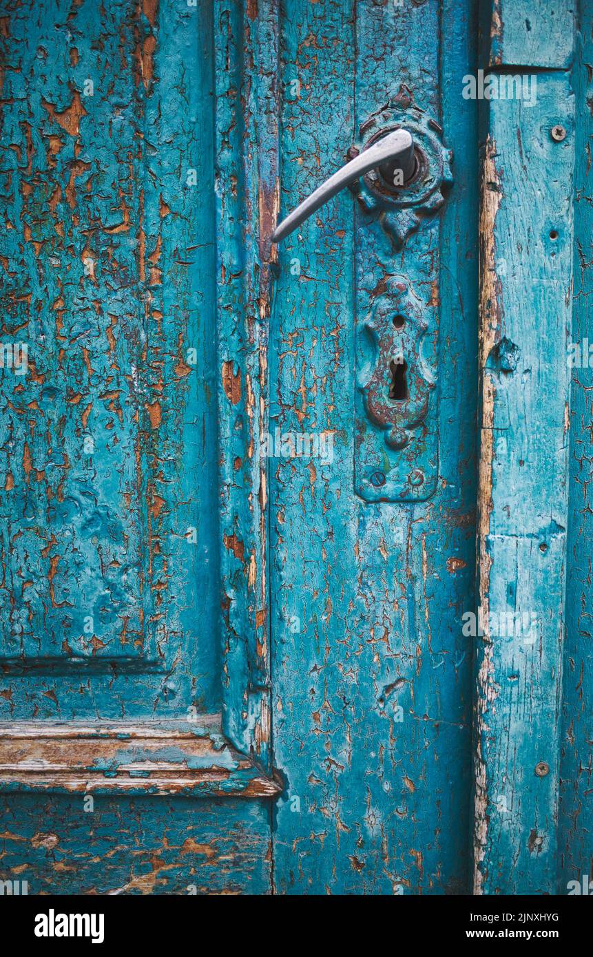 Türkisfarbenes Türdetail Stockfoto