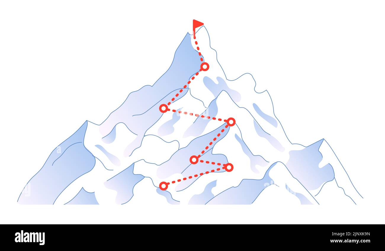 Route zum Gipfel des Berges. Ziel, Karrierepfad Stock Vektor