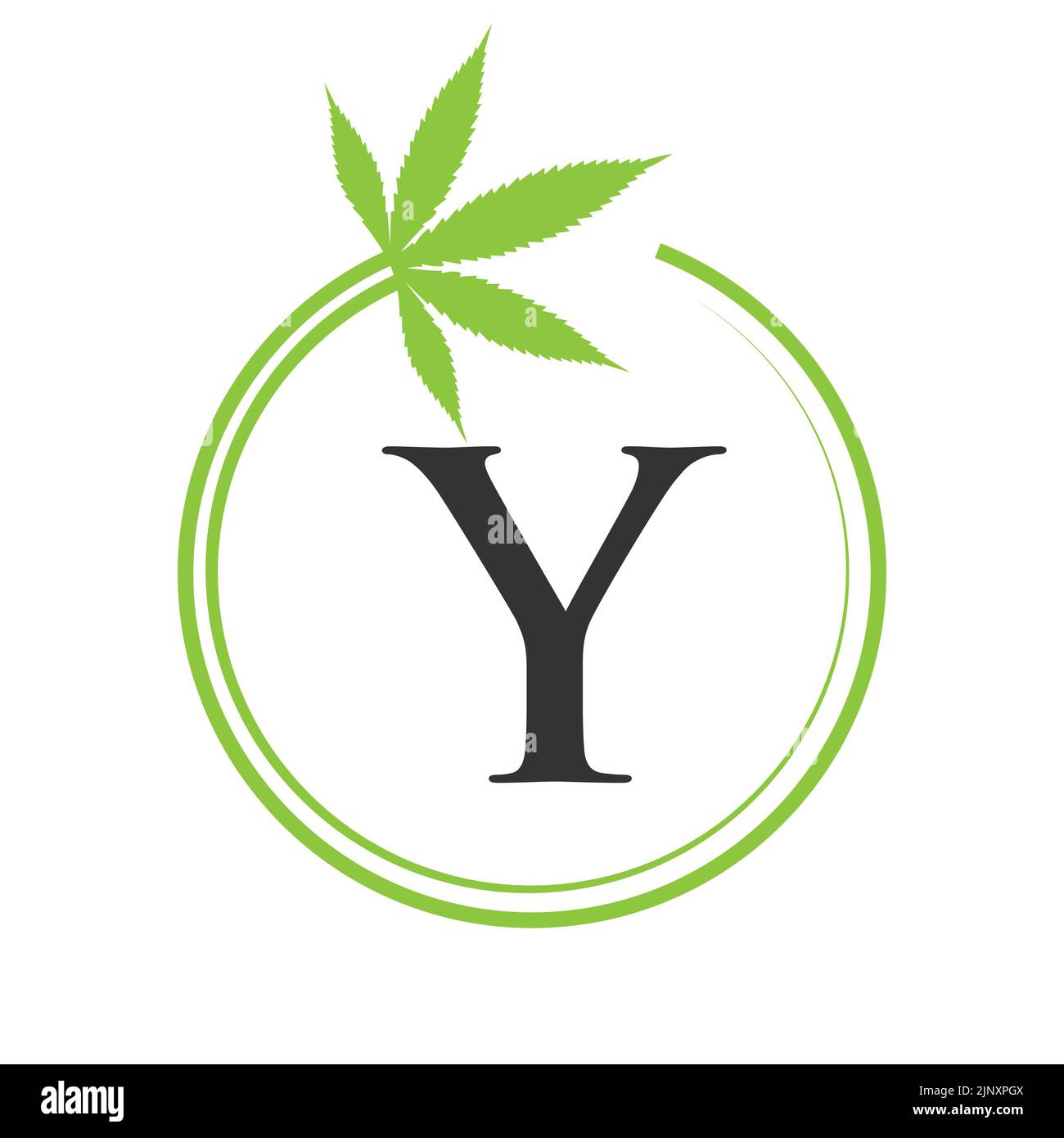 Cannabis Marihuana Logo auf Buchstabe Y Konzept für Gesundheit und medizinische Therapie. Marihuana, Cannabis Sign Template Stock Vektor