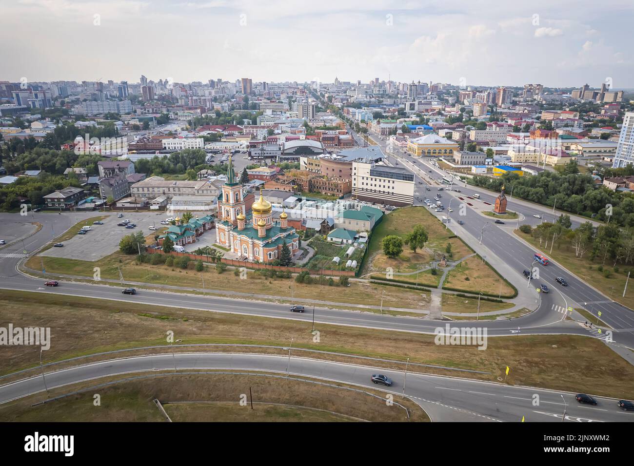 barnaul Blick auf die Stadt von oben. Die Hauptstadt des Altai-Territoriums. Stockfoto