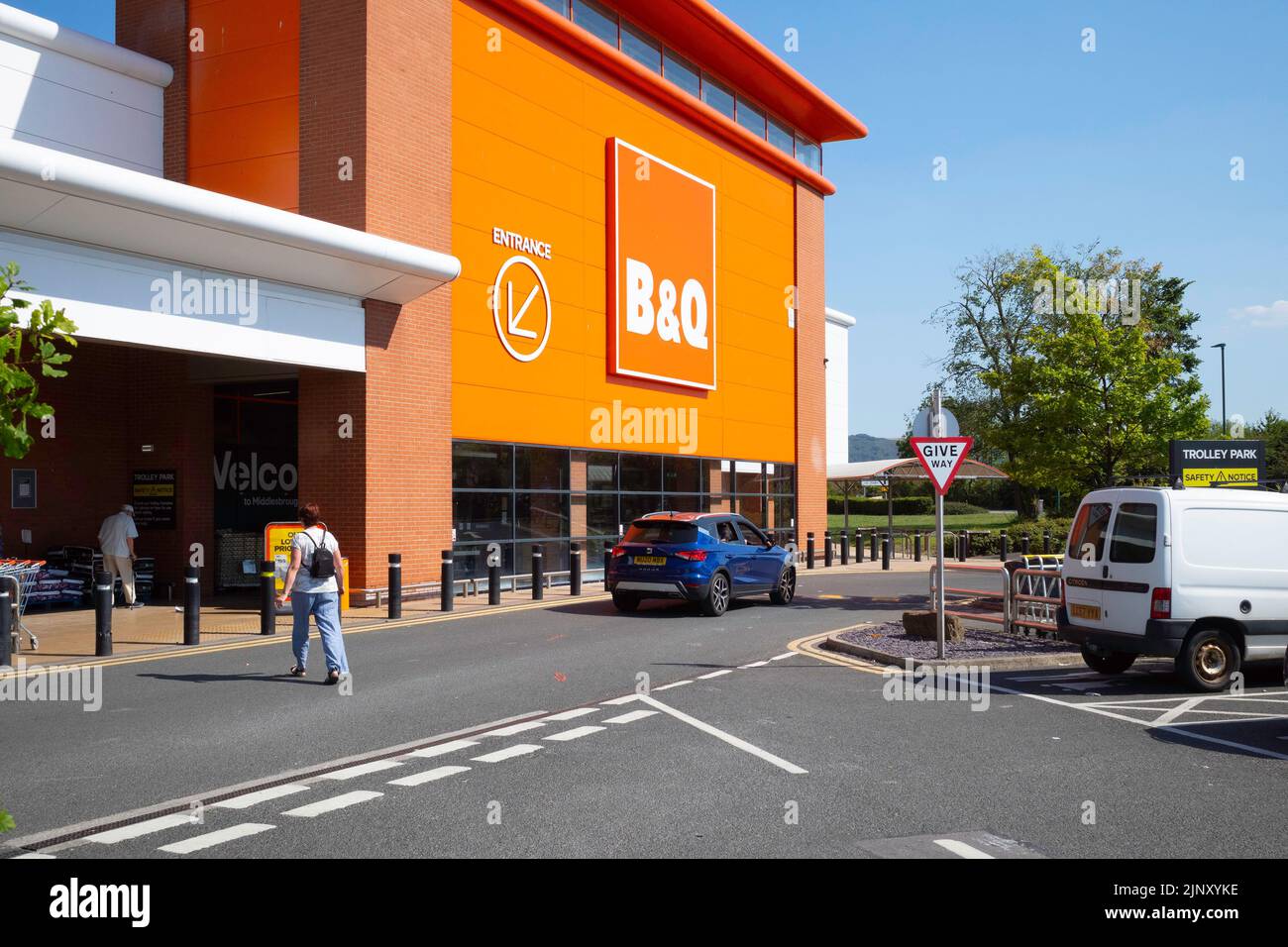 B&Q, B und Q, Store, Superstore, extra, Einzelhandel, Großhandel, DIY, Gebäude, Gartenarbeit, Material, Materialien, Garten, Zentrum, Haus, Renovierung, Dekoration Stockfoto