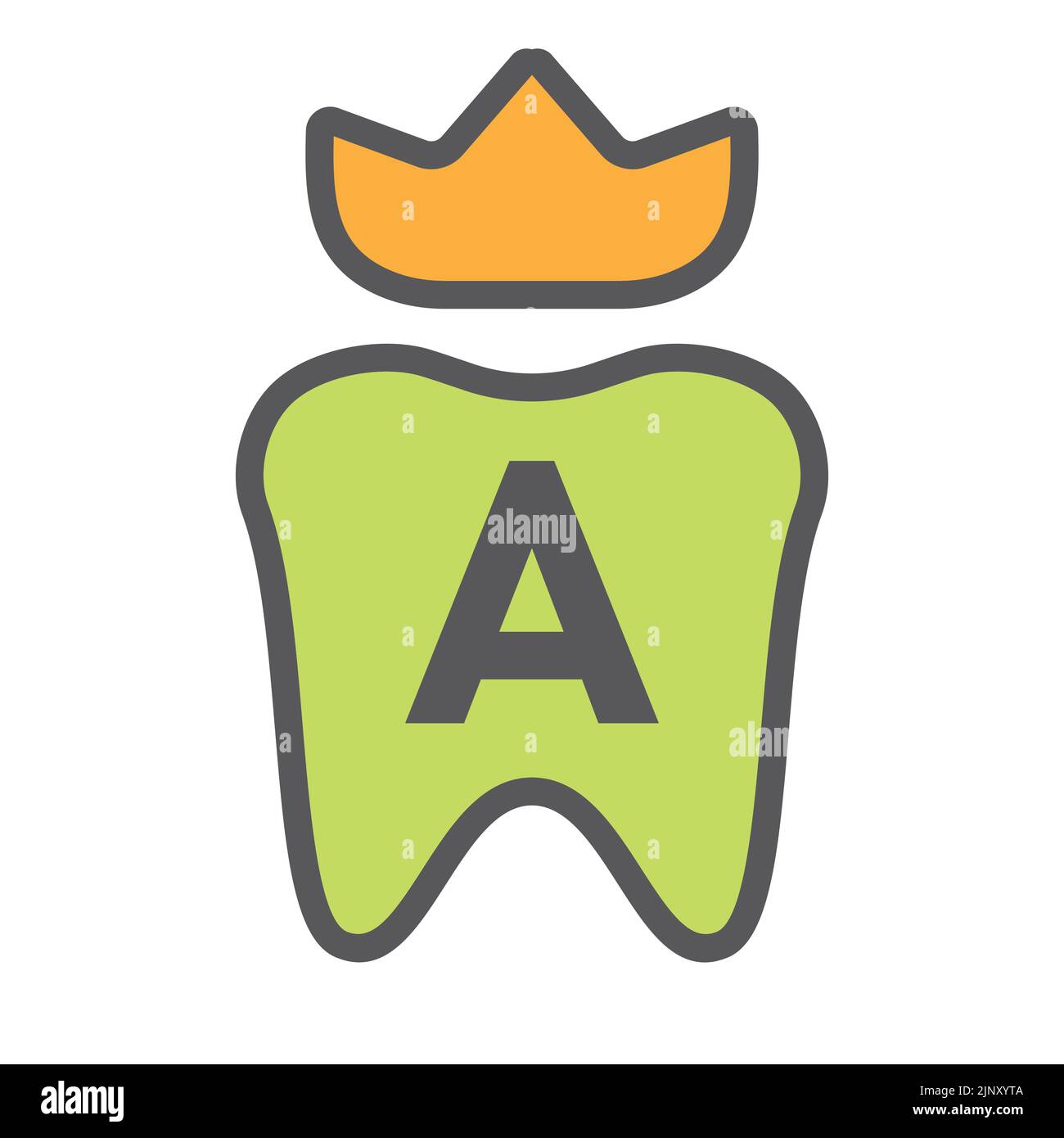 Dental Logo Design auf Brief Eine Krone Symbol. Zahnpflege Logo-Zeichen, Klinik Zahn König Logo-Design Mit Luxus-Vektor-Vorlage Stock Vektor