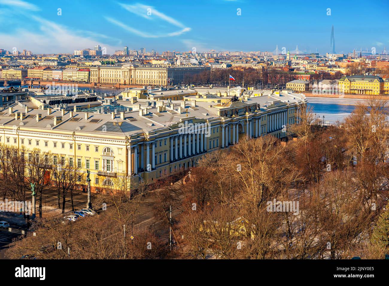 St. Petersburger Stadtlandschaft Panoramablick von oben auf die Staatsbibliothek nach B.N. Yeltsin benannt Stockfoto