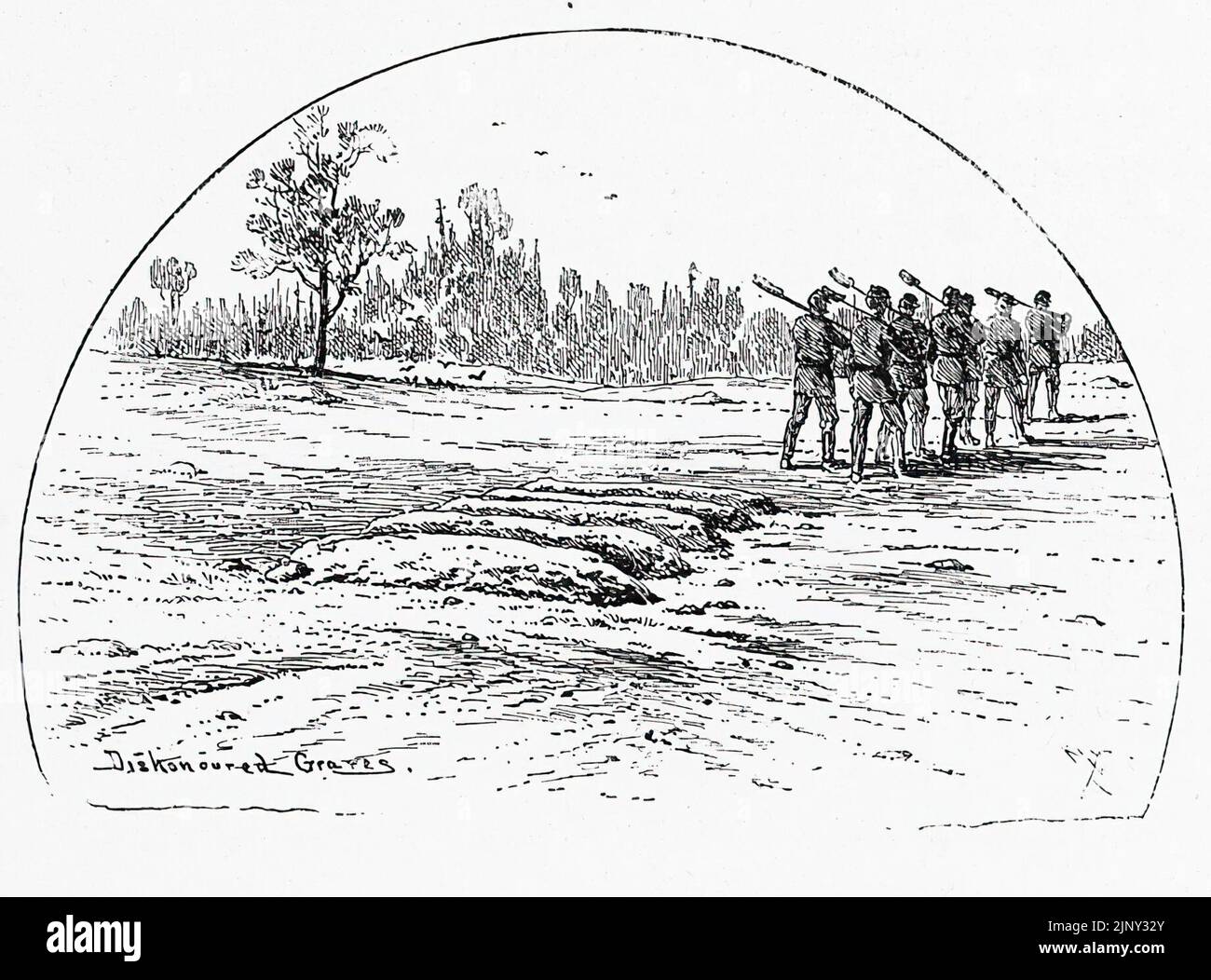 Entehrte Gräber. Gräber von Deserteuren der Union Army. Illustration des amerikanischen Bürgerkriegs des 19.. Jahrhunderts von Edwin Forbes Stockfoto