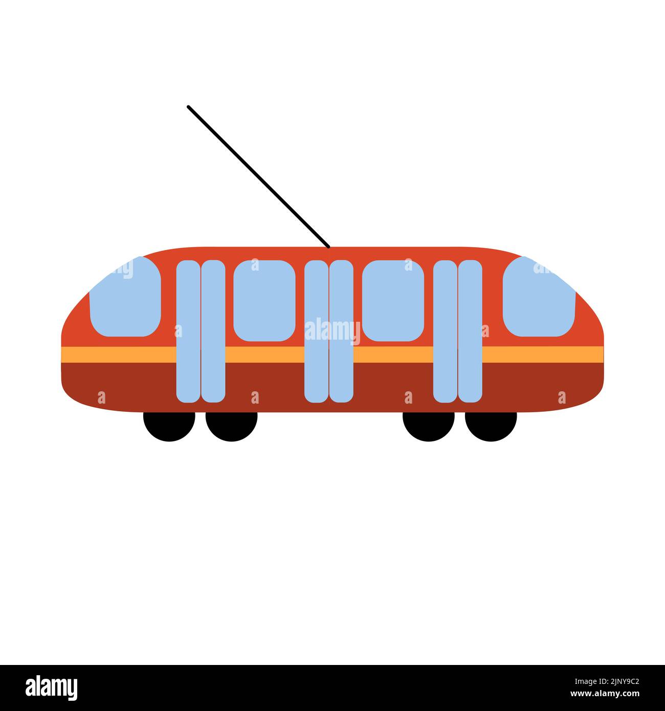 Isolierter roter Trolleybus auf weißem Hintergrund. Stock Vektor