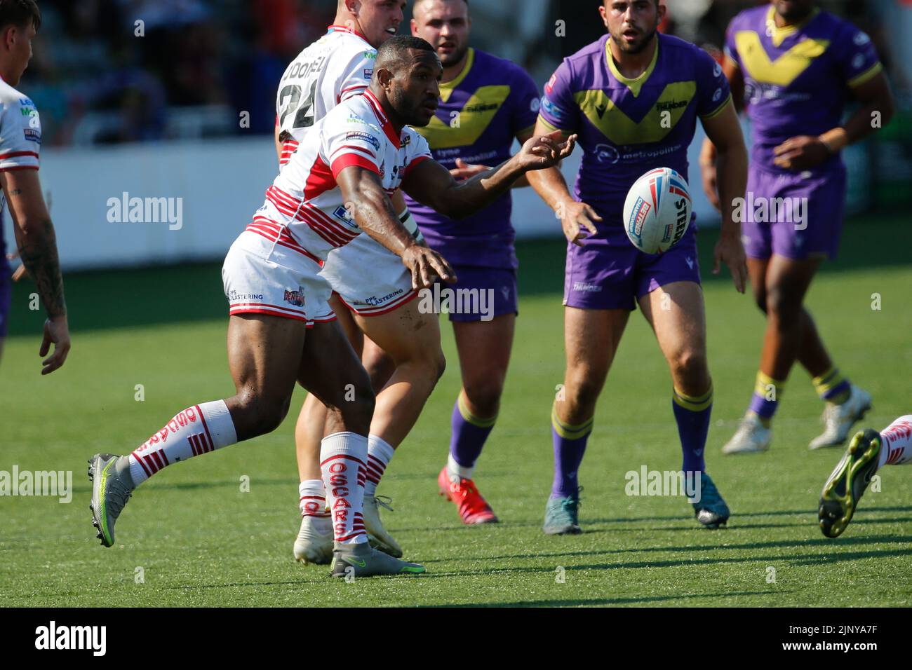 Newcastle, Großbritannien. 08.. Juli 2022. Edwin Ipape von Leigh Centurions in Aktion während des WETTBANDS DER BETFRED Championship zwischen Newcastle Thunder und Leigh Centurions am Sonntag, 14.. August 2022 im Kingston Park, Newcastle. (Kredit: Chris Lishman | MI News) Kredit: MI Nachrichten & Sport /Alamy Live News Stockfoto