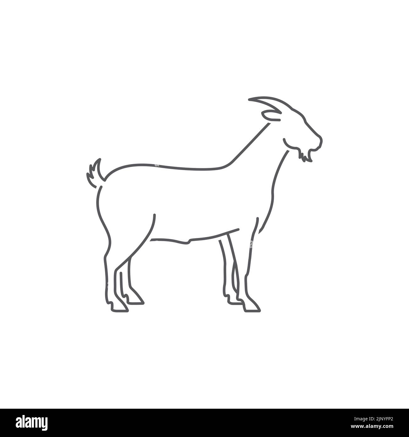 Ziege Seitenansicht lineare Silhouette. Bauernhof Ziege Tier Logo-Design. Ziege Linie Kunst. Vektor-Illustration Stock Vektor