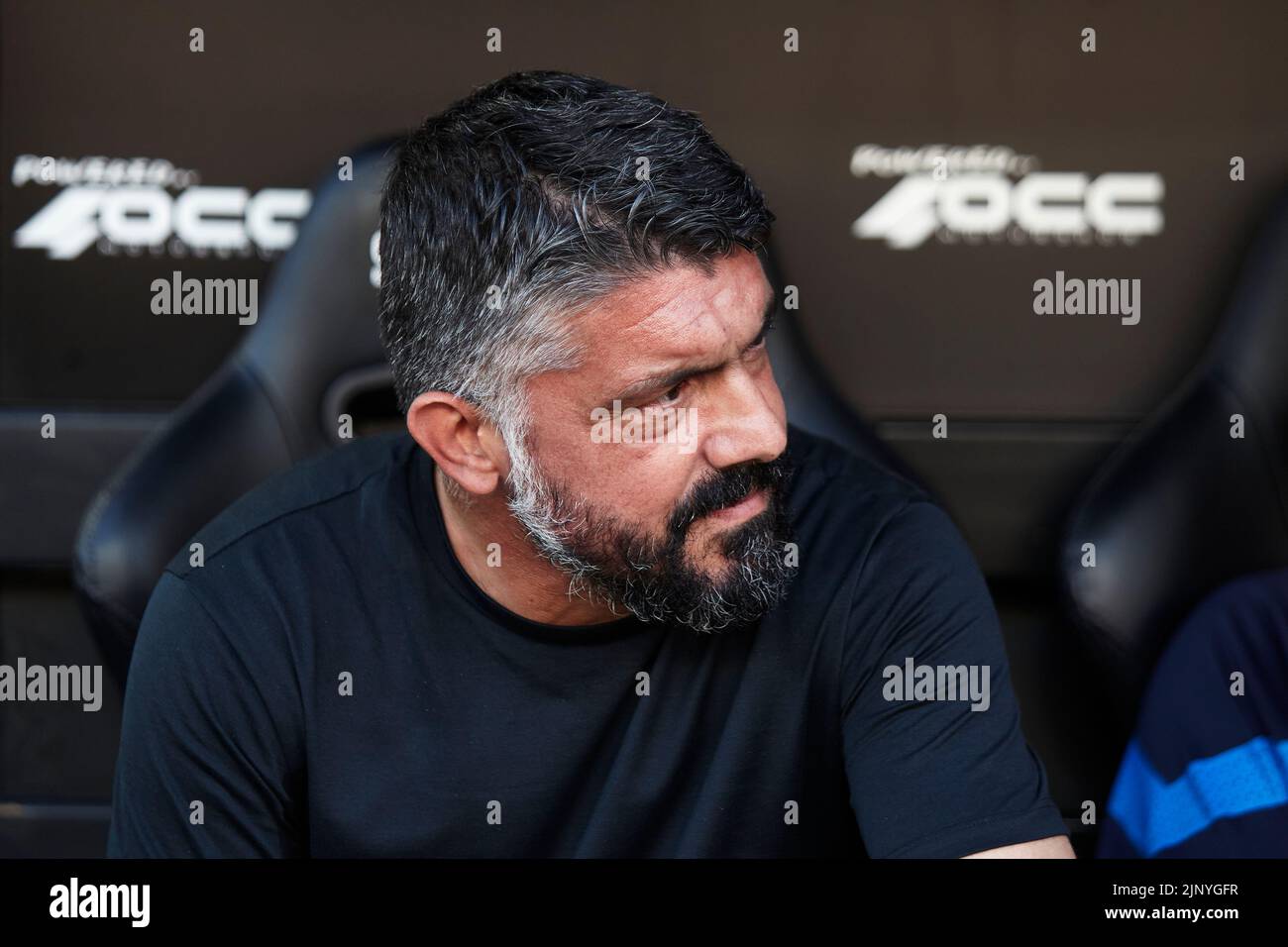 Valencia, Spanien. . 14. August 2022. Spanische La Liga: Valencia CF / FC Girona. Valencia CF-Cheftrainer Gennaro Gattuso Credit: Saolab/Alamy Live News Stockfoto