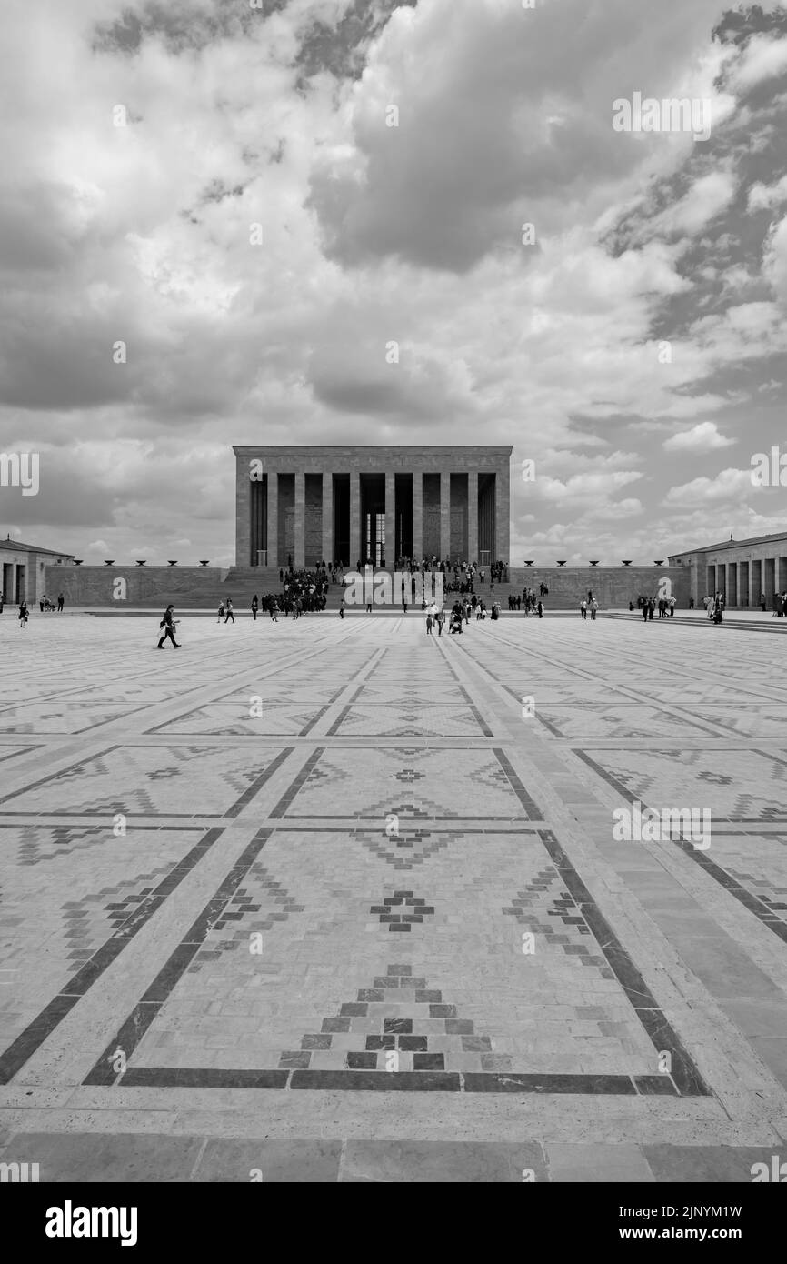 Anitkabir in Ankara. Monochromes Foto von Anitkabir. 10 kasim oder 10.. november Gedenktag von Atatürk Hintergrund senkrechtes Foto. Ankara Türkei - 5,16. Stockfoto