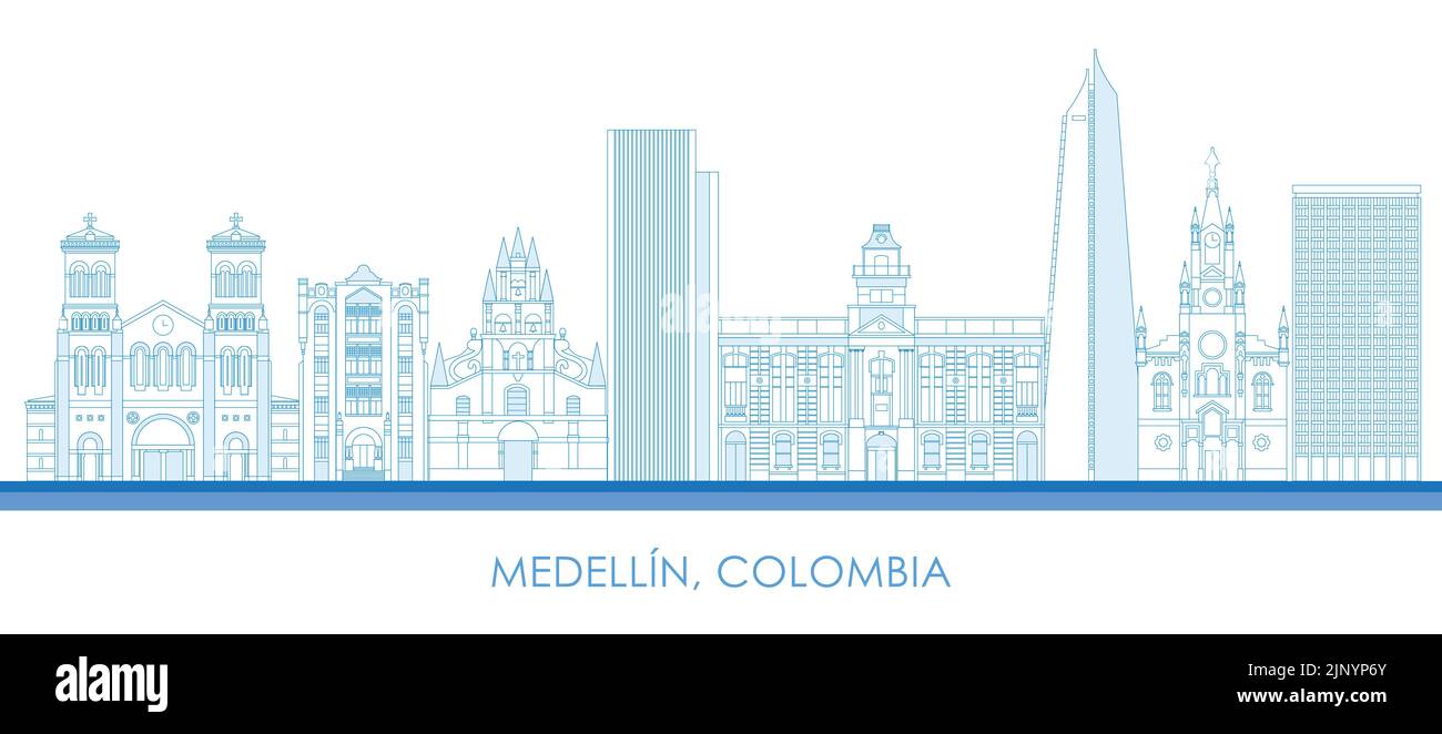 Skizzieren Skyline Panorama der Stadt Medellin, Kolumbien - Vektor-Illustration Stock Vektor