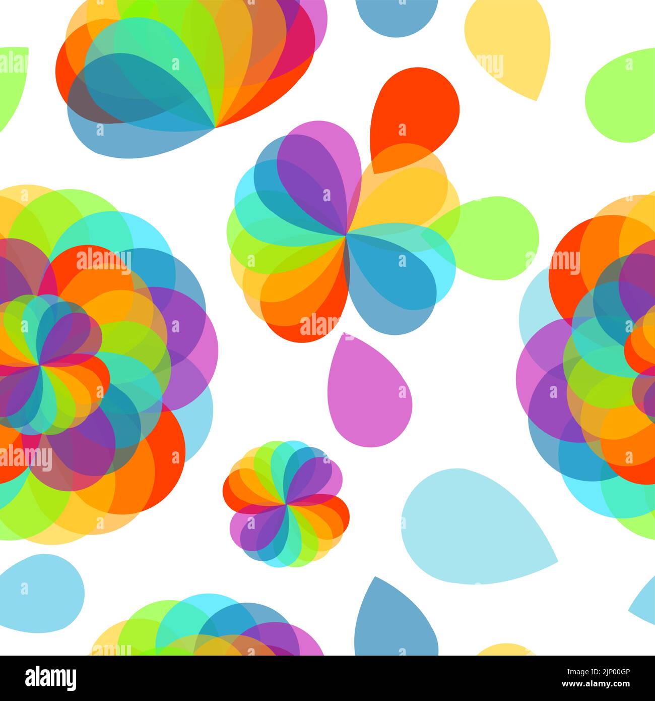 Nahtloses Muster aus Regenbogenblumen. Vektorgrafik Stock Vektor