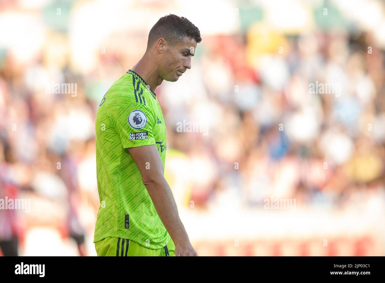 Cristiano Ronaldo von Manchester United beim Premier League-Spiel zwischen Brentford und Manchester United am 13. August 2022 im GTECH Community Stadium, London, POLEN UND ENGLAND. Foto von Salvio Calabrese. Nur zur redaktionellen Verwendung, Lizenz für kommerzielle Nutzung erforderlich. Keine Verwendung bei Wetten, Spielen oder Veröffentlichungen einzelner Clubs/Vereine/Spieler. LIGA ANGIELSKA PILKA NOZNA SEZON 2022/2023 FOT. SPORTPHOTO24/NEWSPIX.PL ENGLAND OUT! --- Newspix.pl Stockfoto