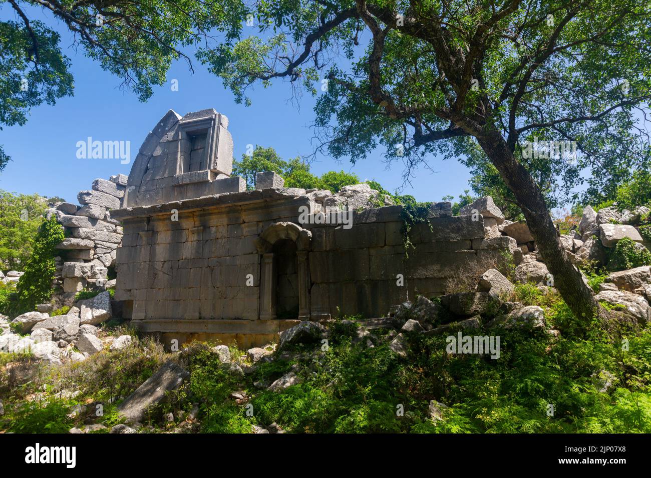 Überreste des Gymnasiums in der Stadt Termessos, Türkei Stockfoto