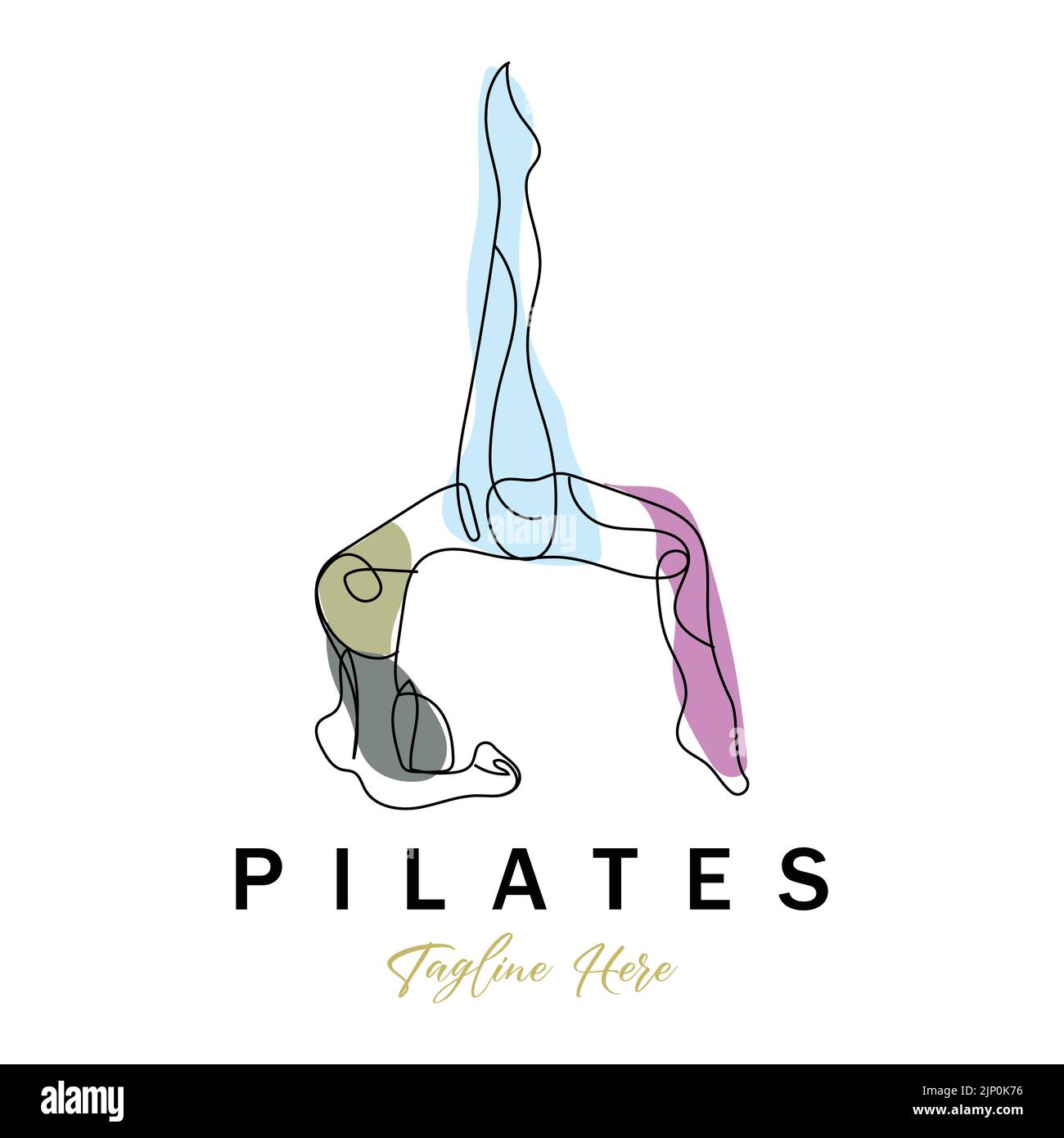 Pilates Sitting Pose Logo Symbol eine beruhigende Yoga-Übung, die den ganzen Körper bewegt Stock Vektor