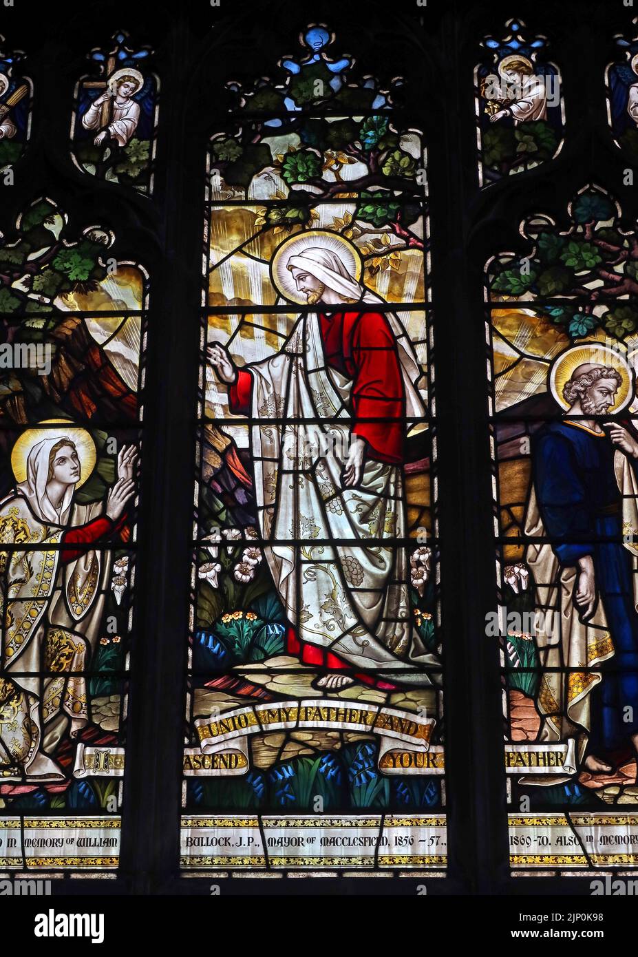 William Bullock JP Mayor Buntglasfenster, St. Michael & All Angels Church, Market Place, Macclesfield, Cheshire, England, UK, SK10 1DY Stockfoto