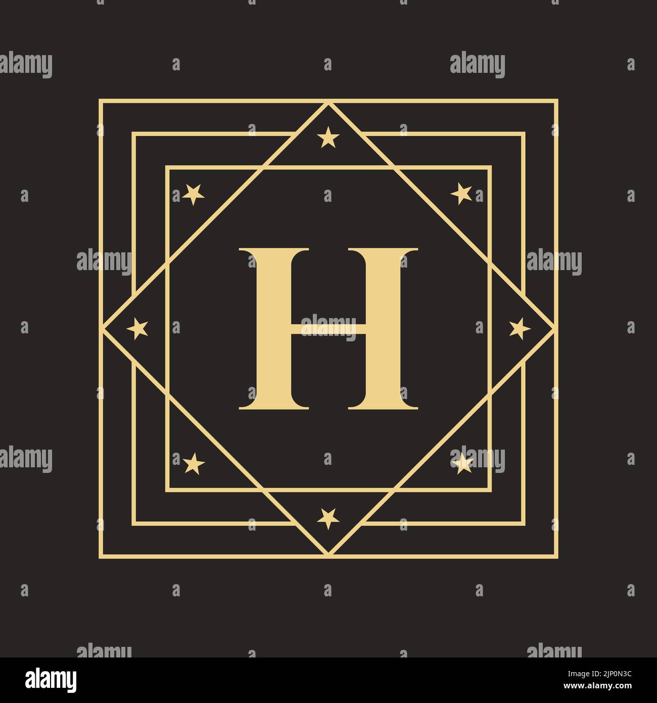 Kreativer Buchstabe H Logo mit elegantem und stilvollem Luxuskonzept. Initial H Letter Luxurious Logo Template Stock Vektor