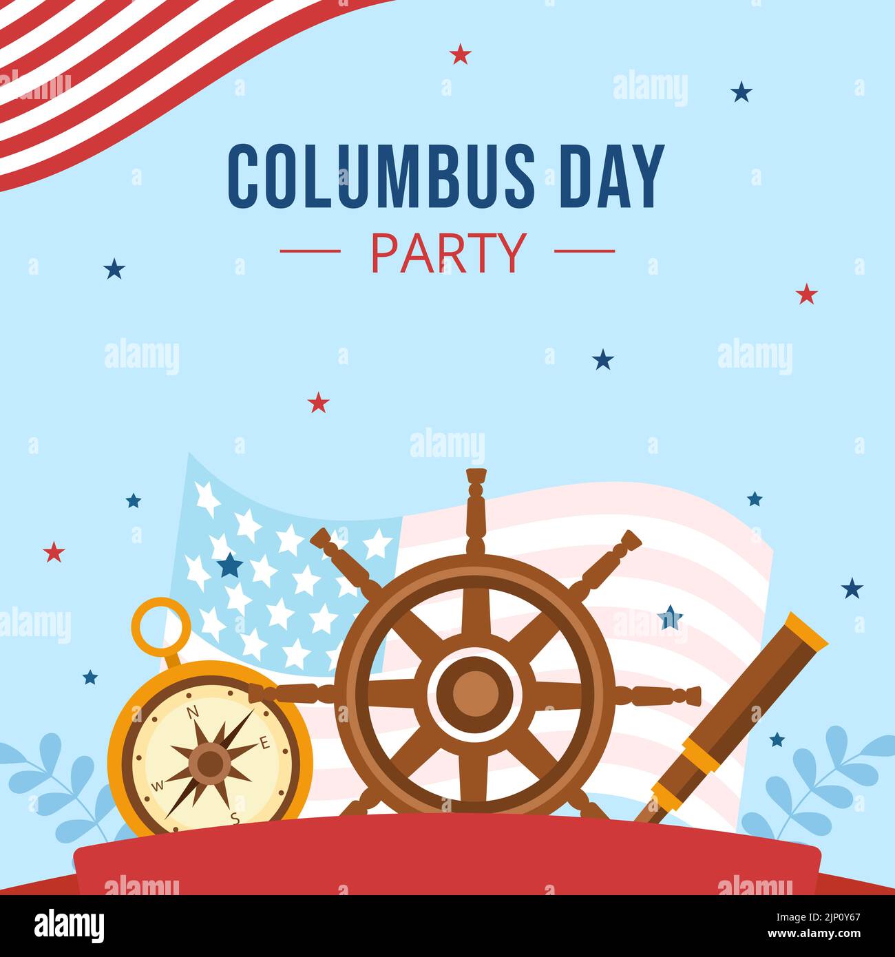 Happy Columbus Day Hintergrund Vorlage Hand Gezeichnet Cartoon Flache Illustration Stock Vektor