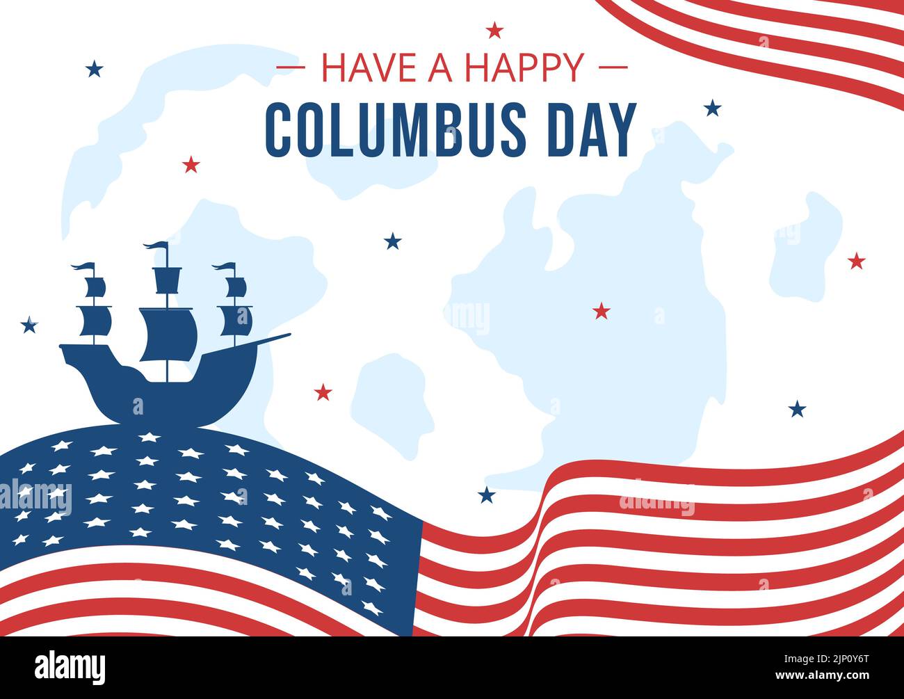 Happy Columbus Day Hintergrund Vorlage Hand Gezeichnet Cartoon Flache Illustration Stock Vektor