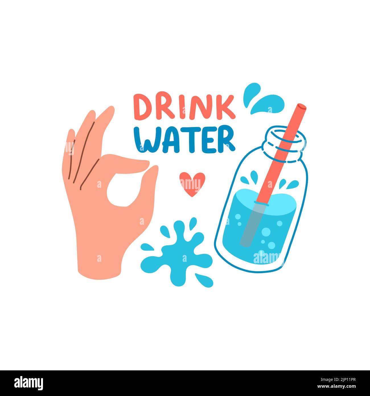 Trinken Sie mehr Wasser Zitat flache Design-Vektor Stock Vektor