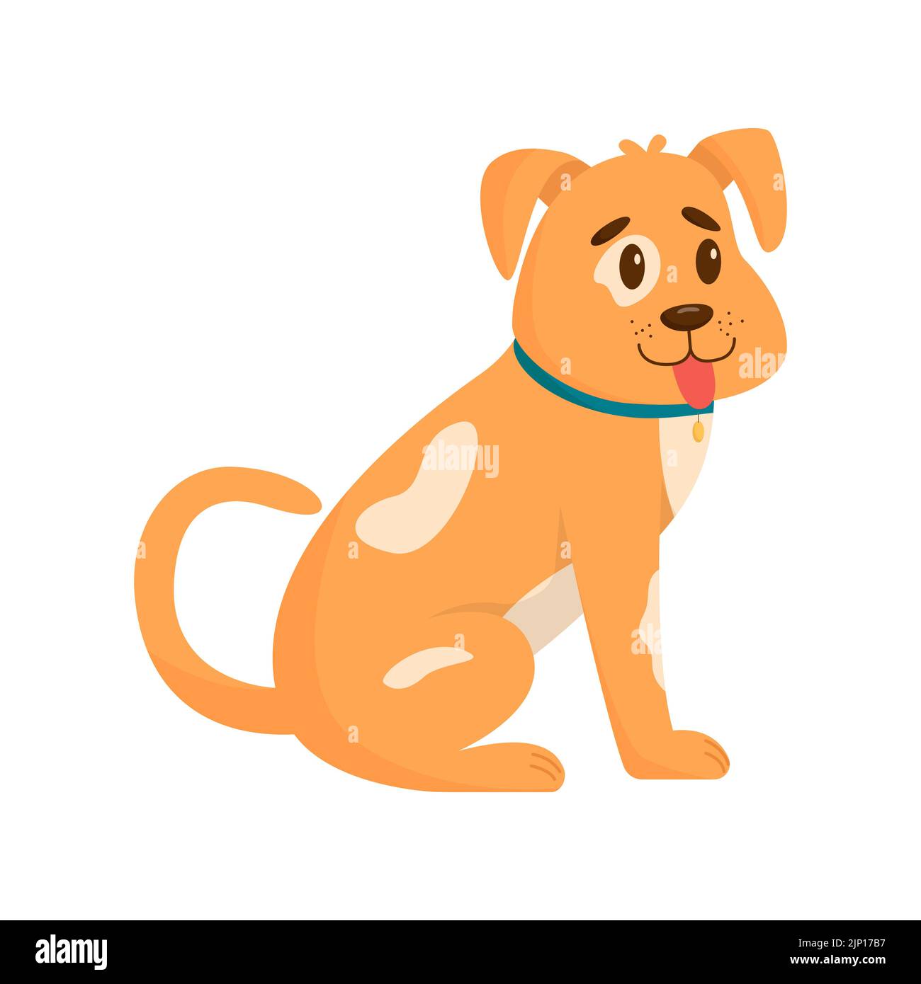 Netter Hund. Häusliche, lustige Hund isoliert auf weißem Hintergrund. Flache Vektorgrafik. Stock Vektor