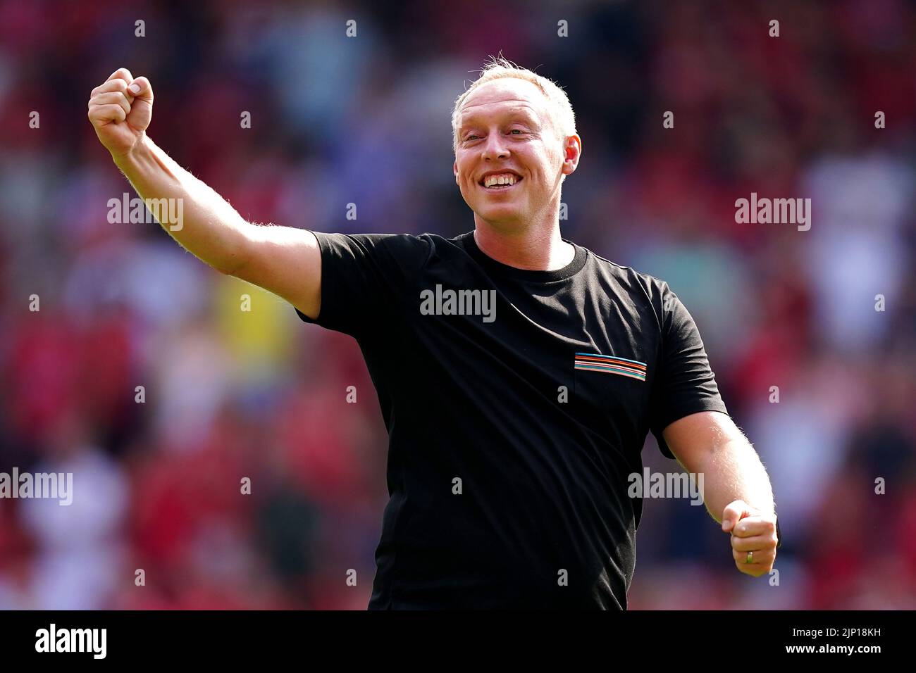 Fileboto vom 14-08-2022 von Nottingham Forest Manager Steve Cooper, der glaubt, dass es noch mehr von Dean Henderson geben könnte, da der Torwart Manchester United zeigte, was sie beim Sieg 1-0 über West Ham vermissen. Ausgabedatum: Montag, 15. August 2022. Stockfoto