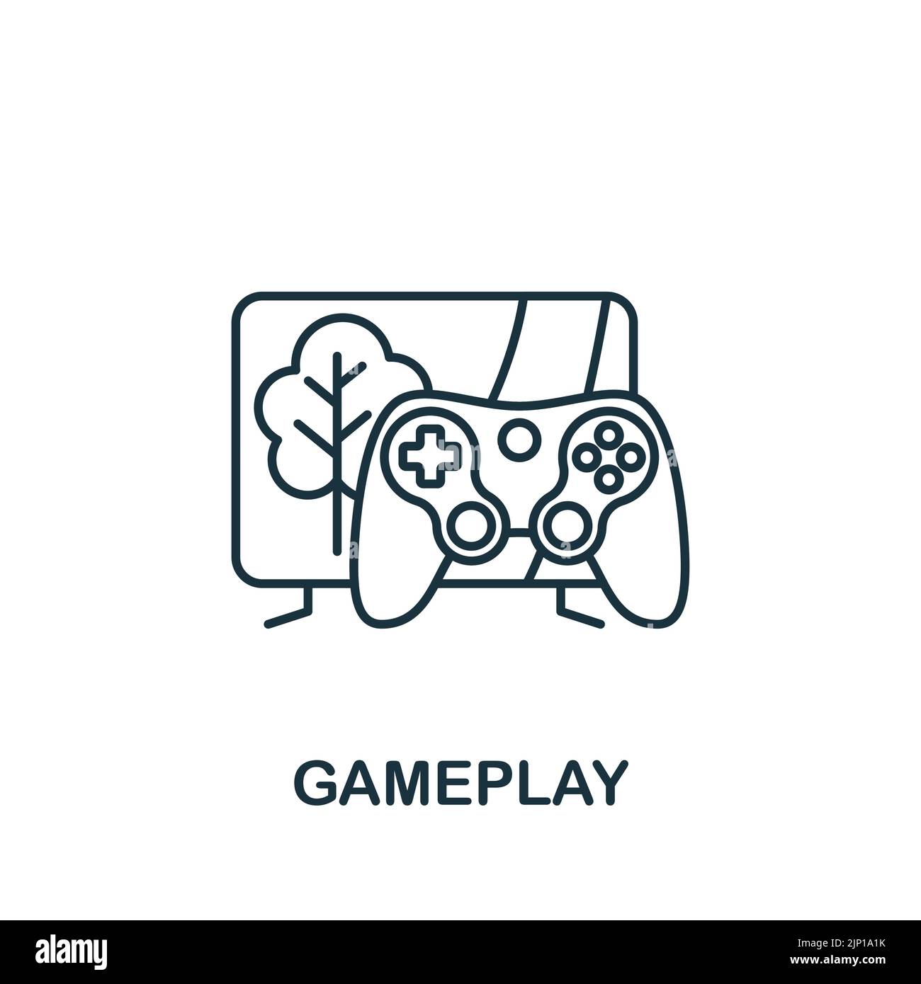 Gameplay-Symbol. Monochrom einfache Linie Spiel Element Symbol für Vorlagen, Web-Design und Infografiken Stock Vektor