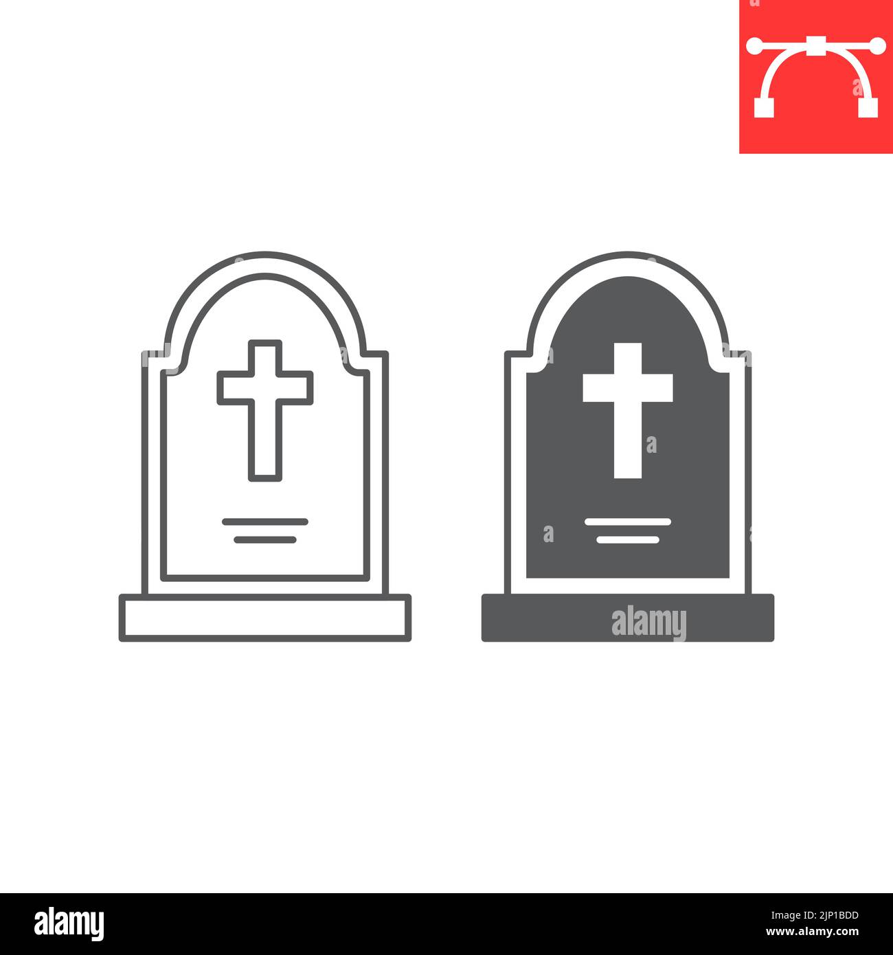 Grabstein Linie und Glyphe Symbol, halloween und RIP Grab, Grabstein Vektor-Symbol, Vektorgrafiken, editierbare Kontur Umriss Zeichen, eps 10. Stock Vektor