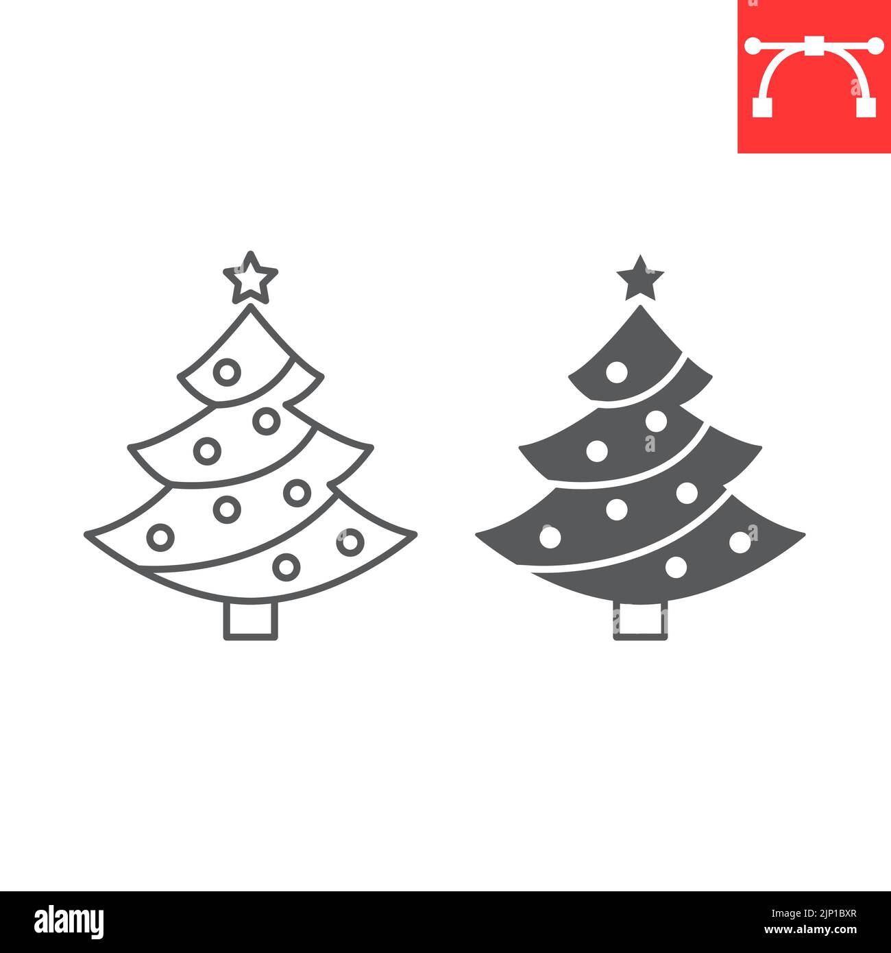 Weihnachtsbaum Linie und Glyphe Symbol, Neujahr Baum und Urlaub, Tannenbaum VektorSymbol