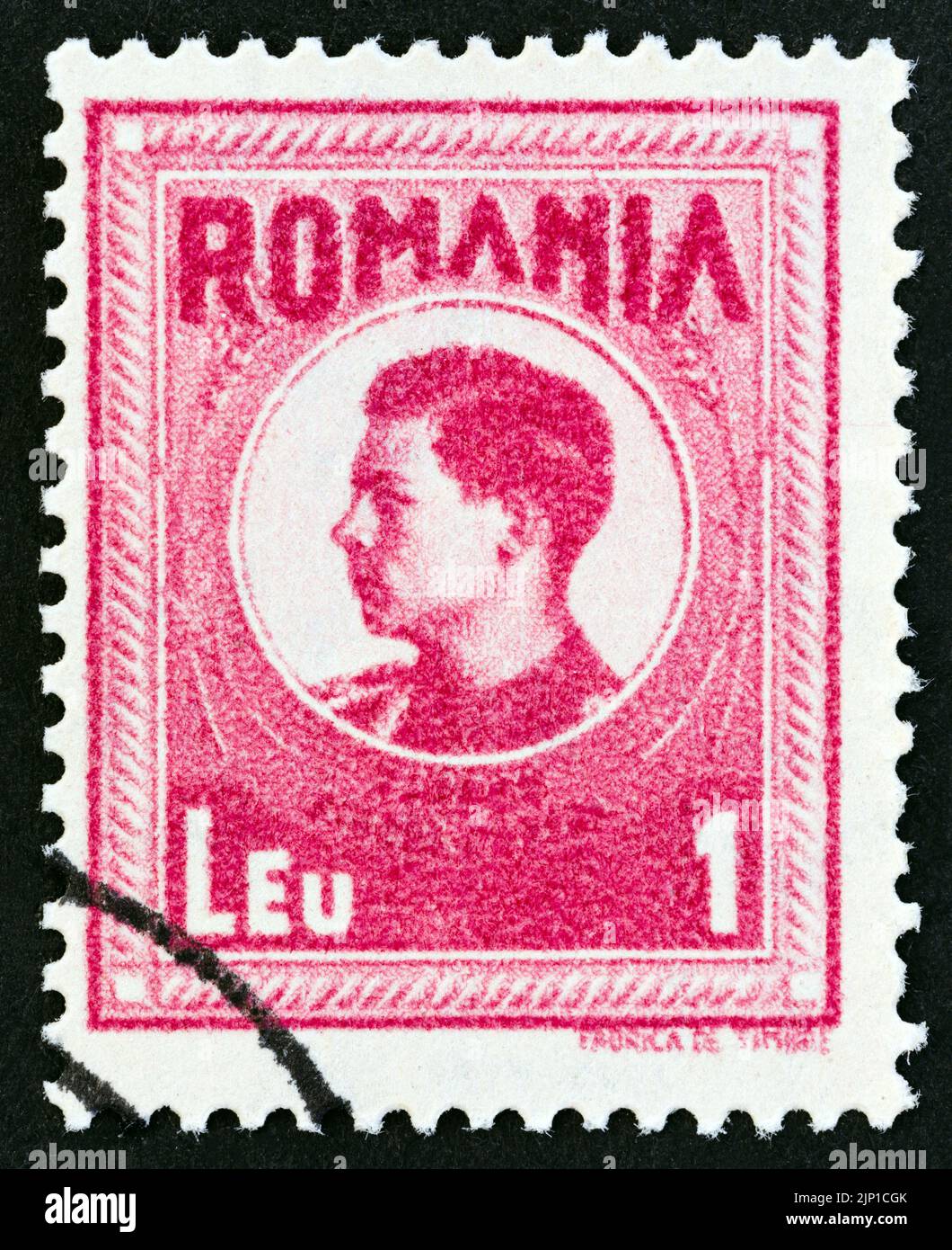 RUMÄNIEN - UM 1943: Eine in Rumänien gedruckte Briefmarke zeigt Michael I. von Rumänien, um 1943. Stockfoto