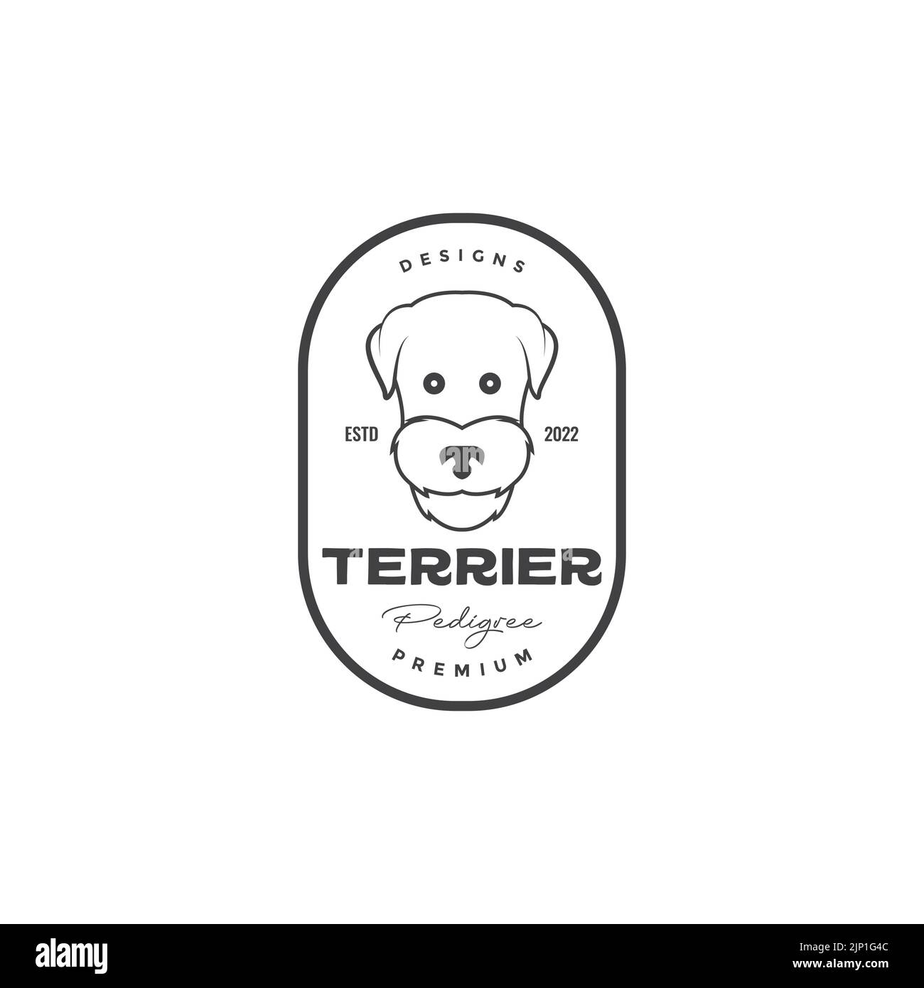 Kopfhund-Terrier-Emblem im Vintage-Logo-Design Stock Vektor