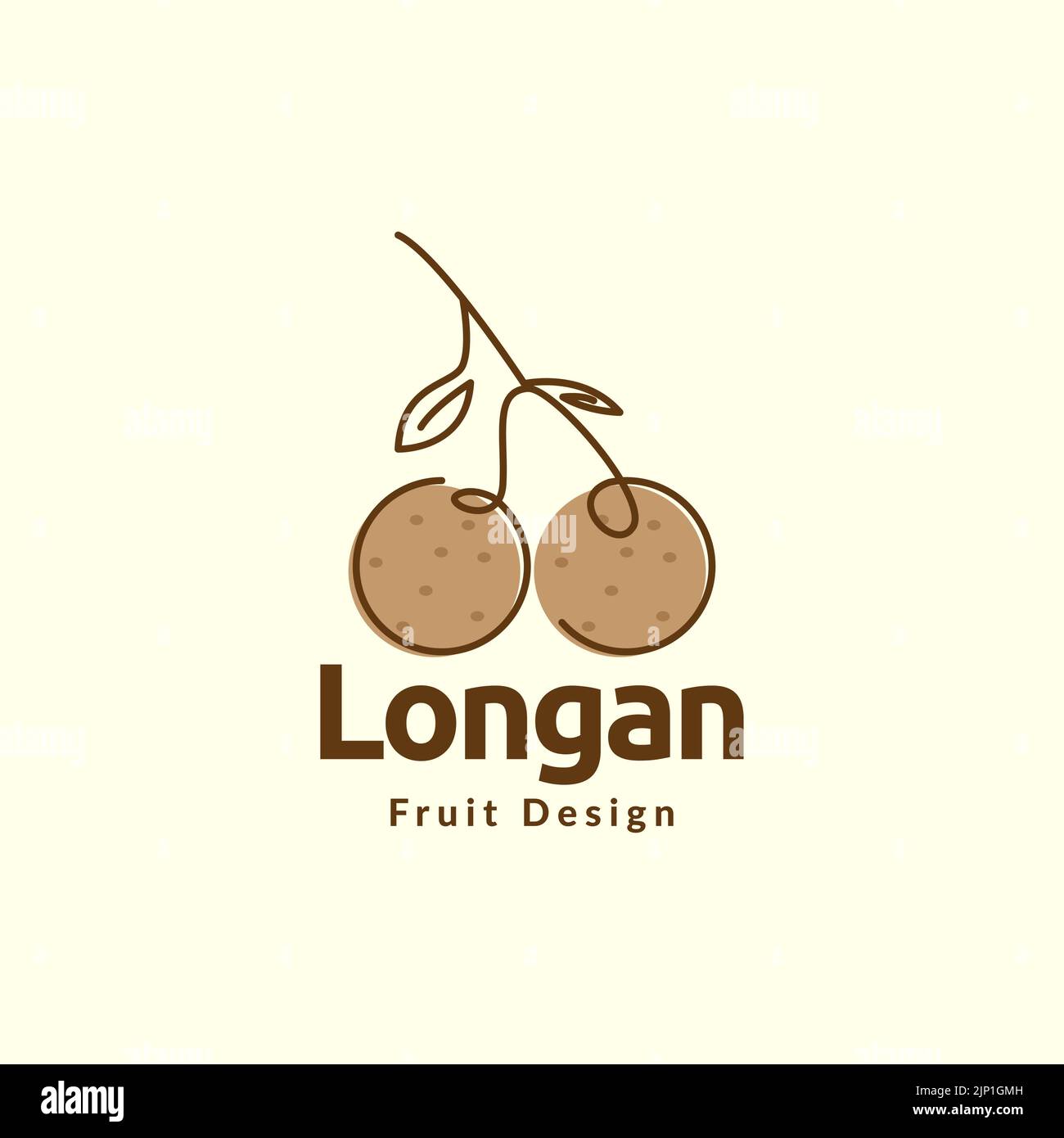 Frisches, braunes Longan-Obst-Logo Stock Vektor