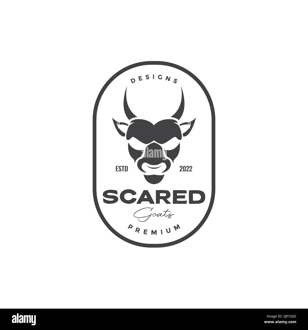 Kopfziegenabzeichen Vintage-Logo Stock Vektor