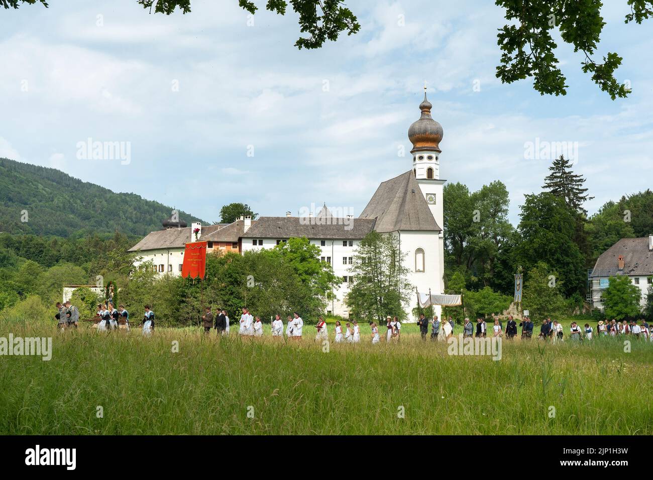 Prozession, fronleichnam, Kloster höglwörth, christlicher Rauch, Prozessionen, fronleichnam, Kloster höglwörths Stockfoto