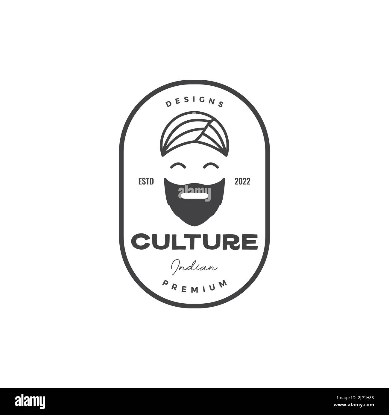 Alter indianer mit Turban-Logo Stock Vektor