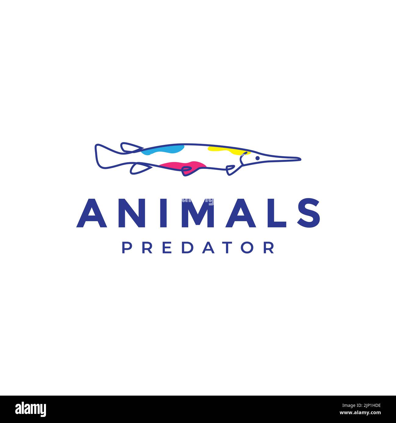 Logo mit langer Nase und abstraktem Fisch Stock Vektor