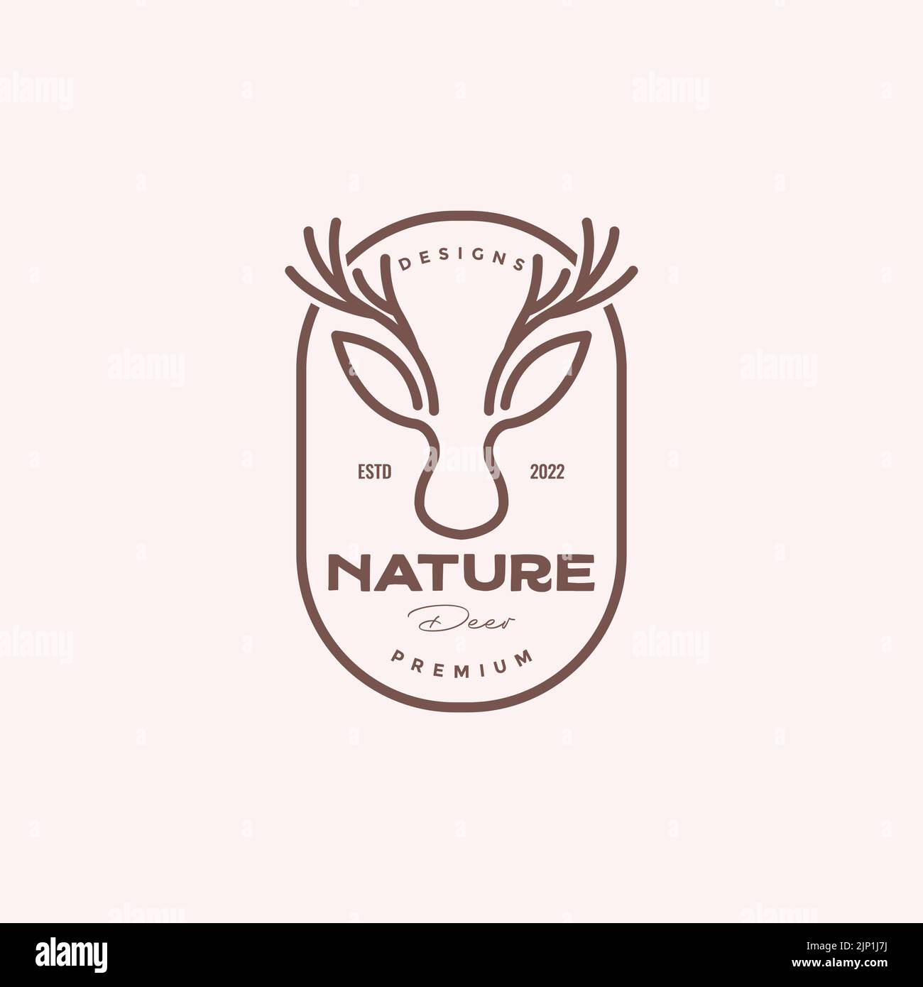 Vintage-Emblem mit Hirschhorn-Logo Stock Vektor